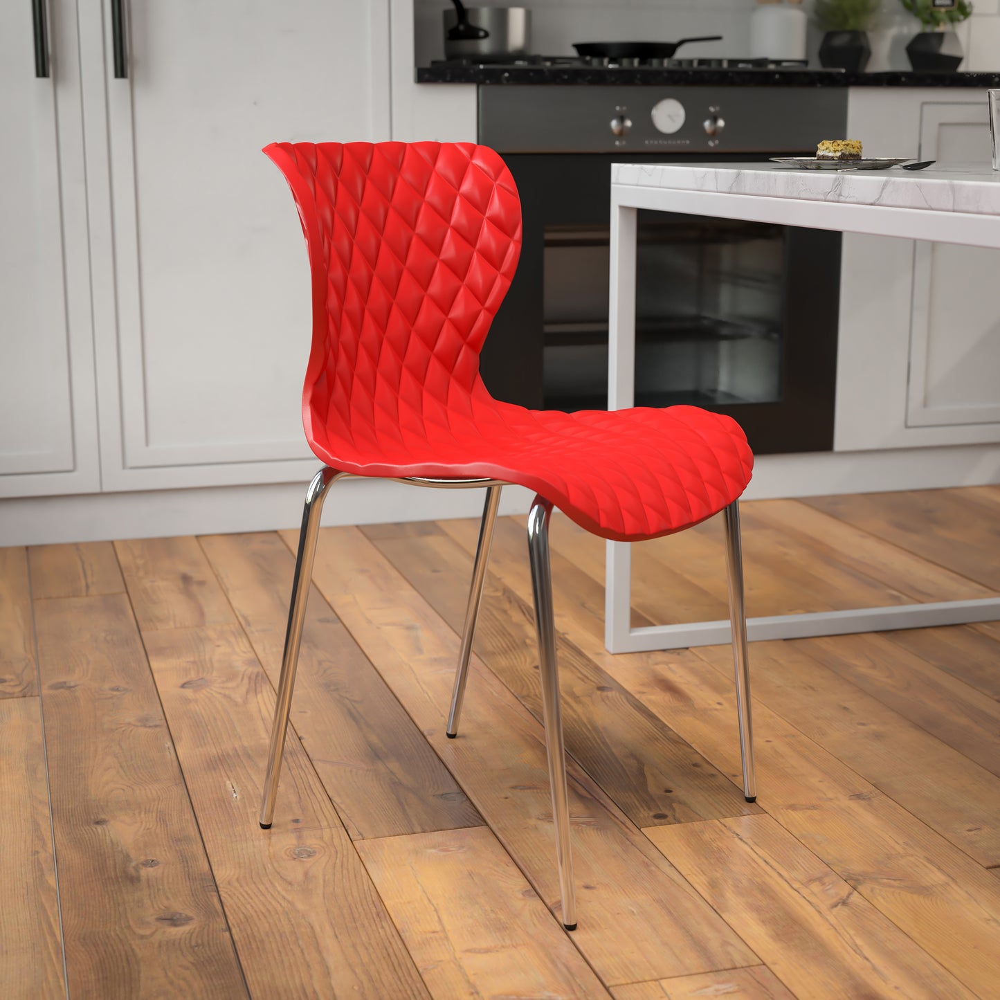 Lowell Contemporary Design Red Plastic Stack Chair Red