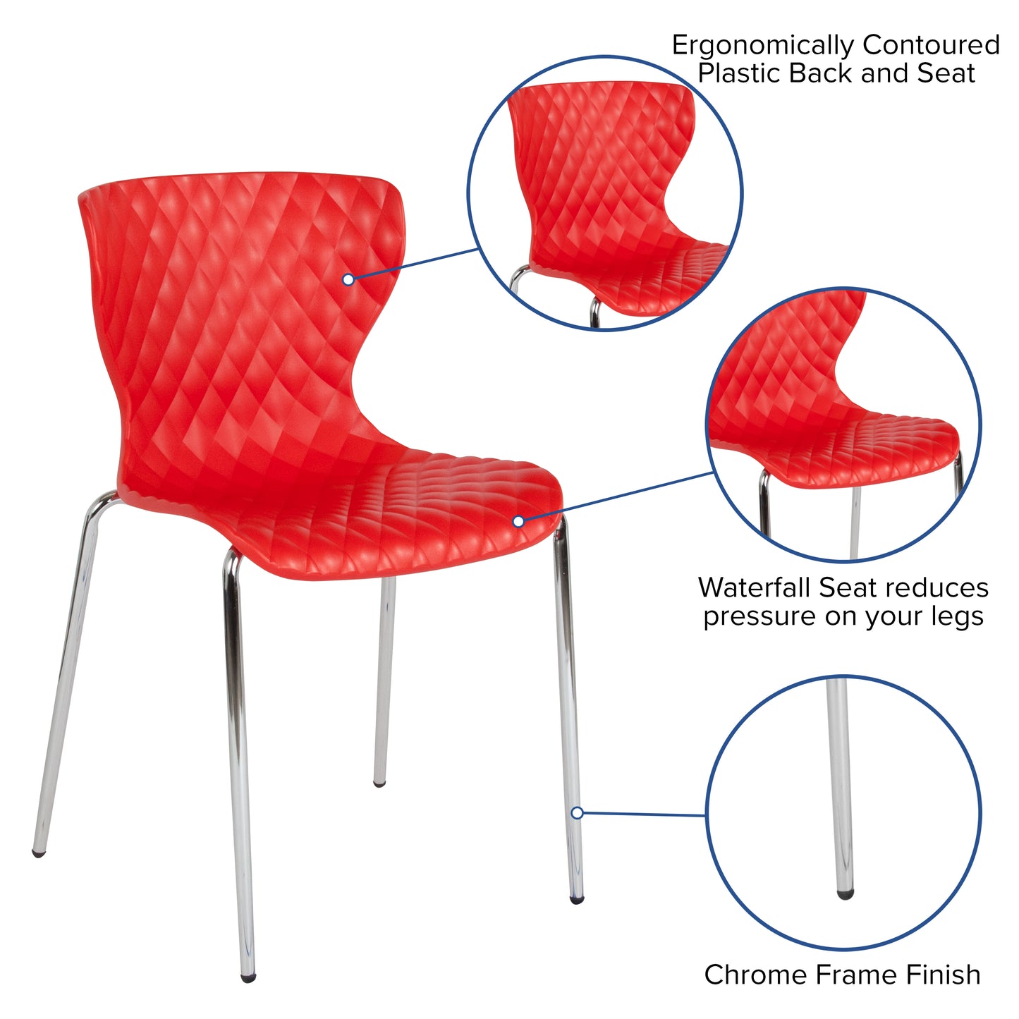 Lowell Contemporary Design Red Plastic Stack Chair Red