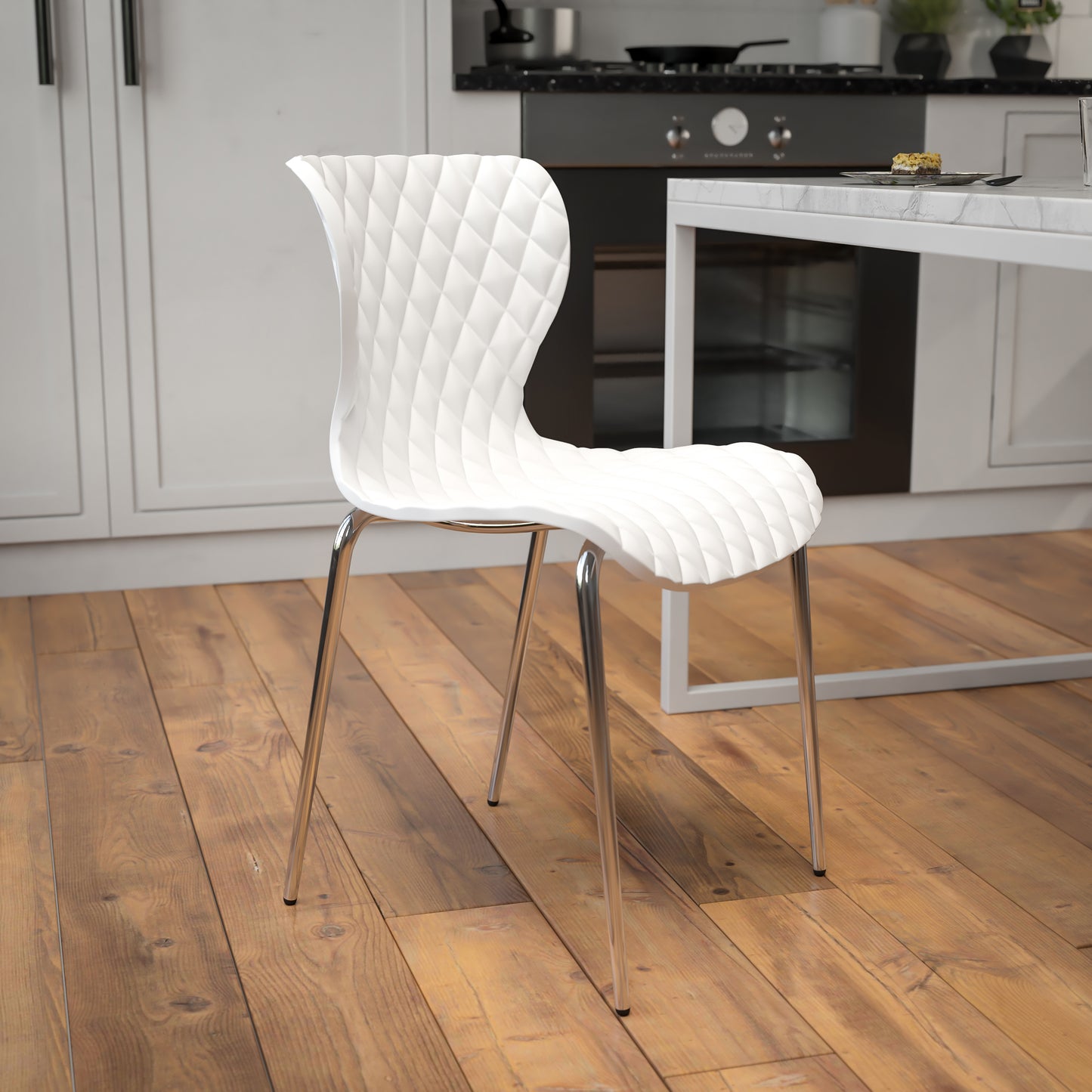 Lowell Contemporary Design White Plastic Stack Chair White
