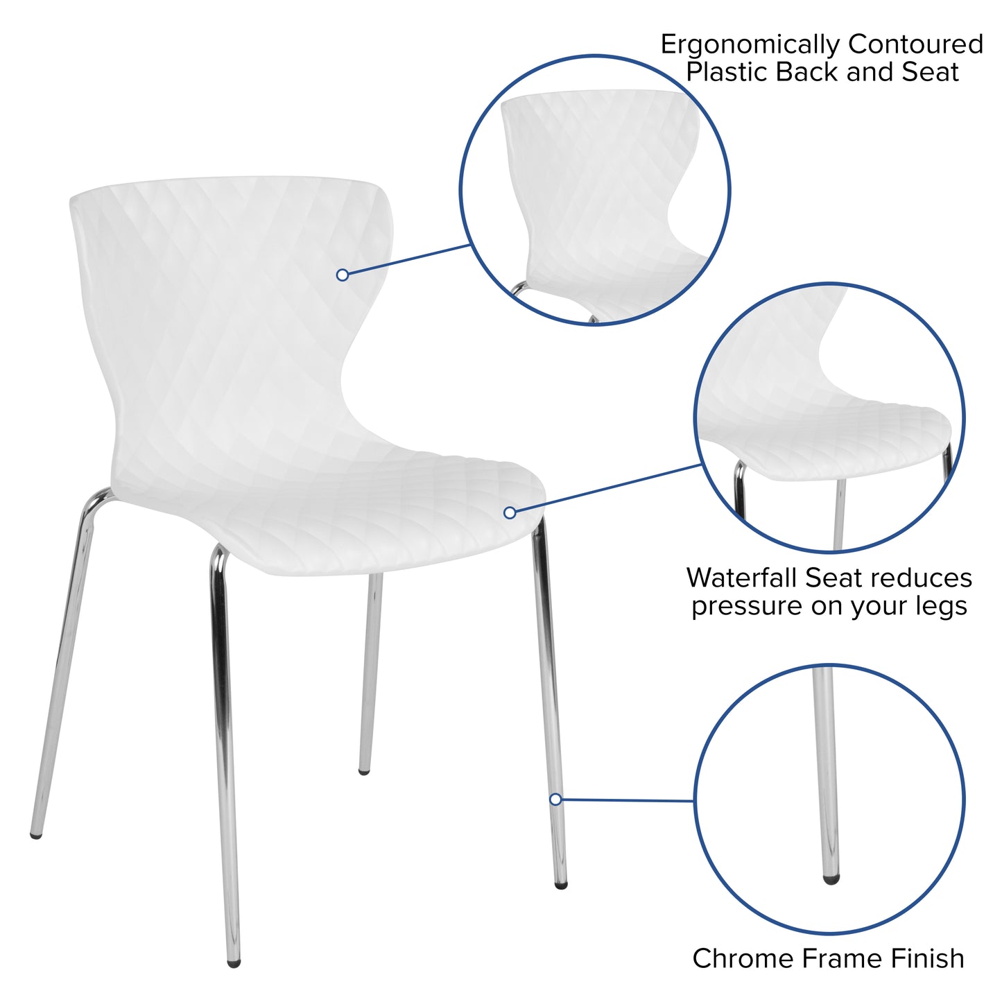 Lowell Contemporary Design White Plastic Stack Chair White