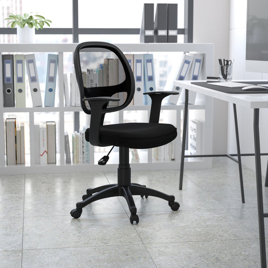 Mallard Mid-Back Black Mesh Swivel Ergonomic Task Office Chair with T-Arms - Desk Chair Black LF-W-118A-BK-GG