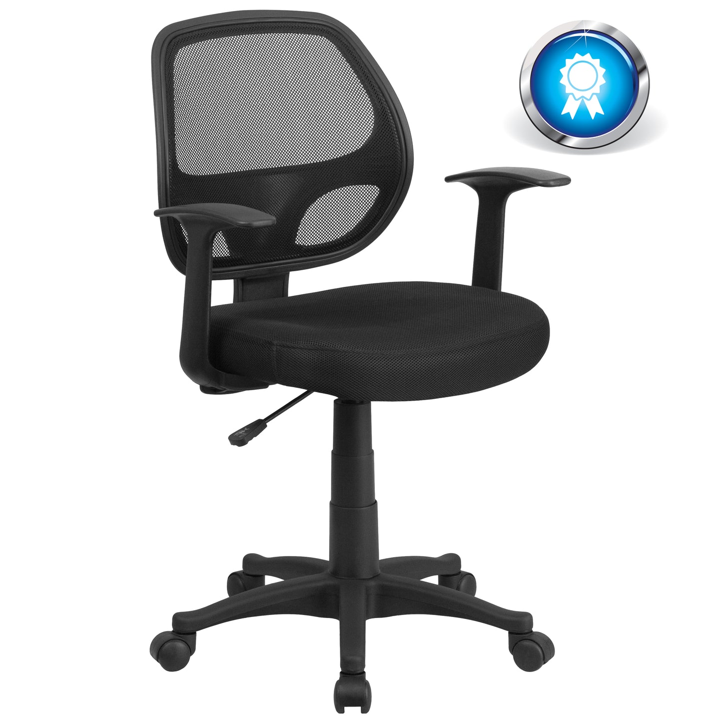 Mallard Mid-Back Black Mesh Swivel Ergonomic Task Office Chair with T-Arms - Desk Chair Black