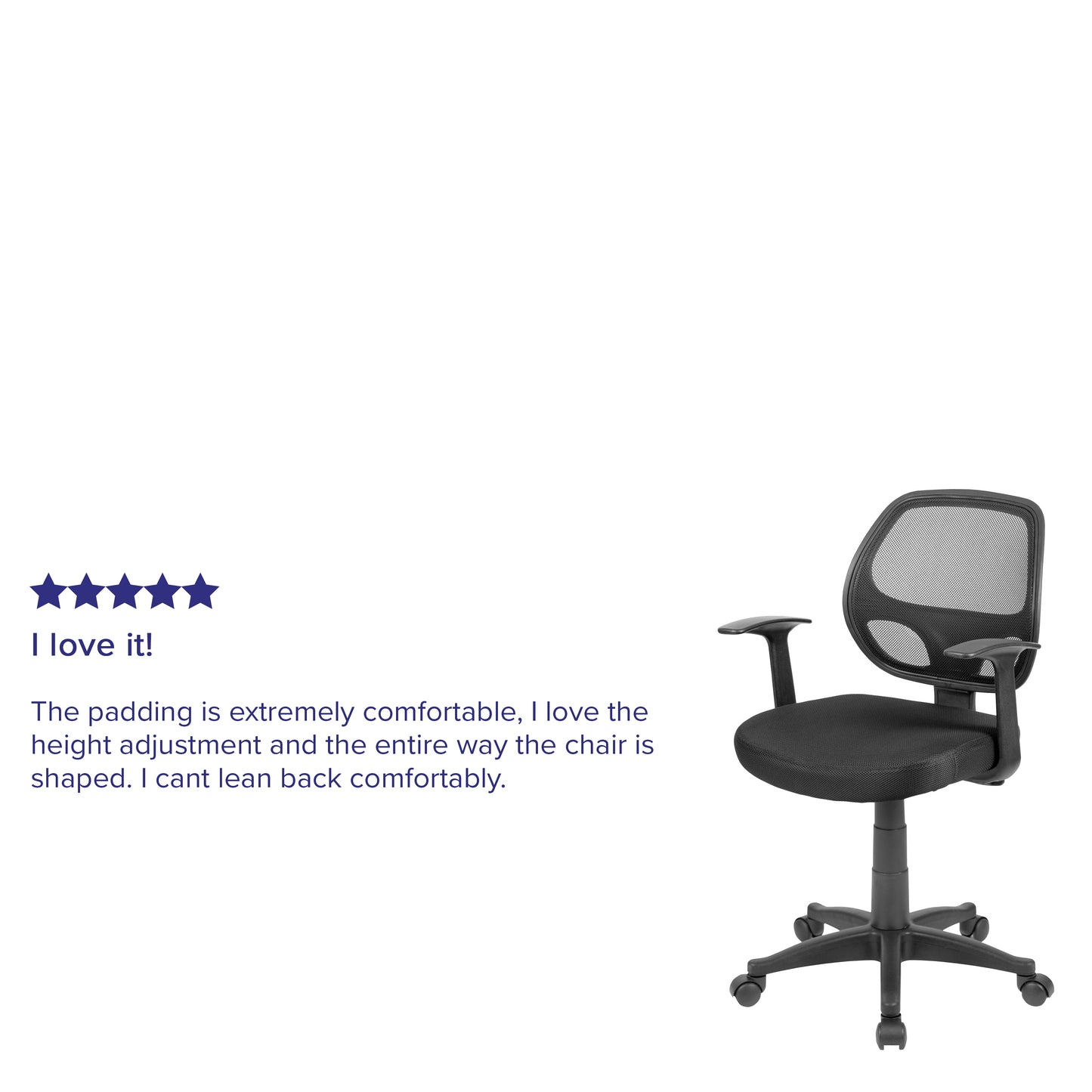 Mallard Mid-Back Black Mesh Swivel Ergonomic Task Office Chair with T-Arms - Desk Chair Black