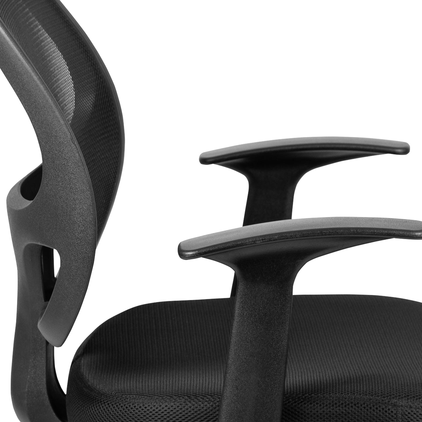 Mallard Mid-Back Black Mesh Swivel Ergonomic Task Office Chair with T-Arms - Desk Chair Black