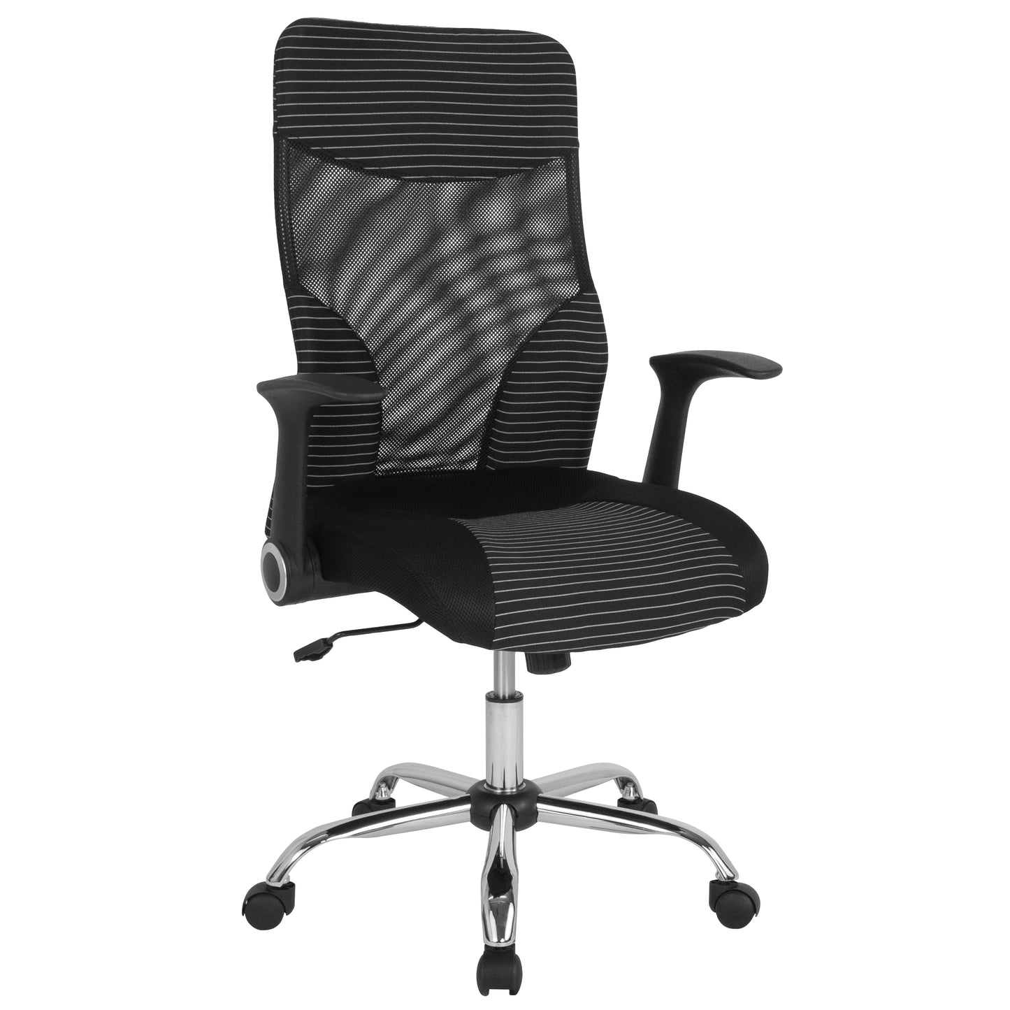 Milford High Back Ergonomic Office Chair with Contemporary Mesh Design in Black and White Black and White