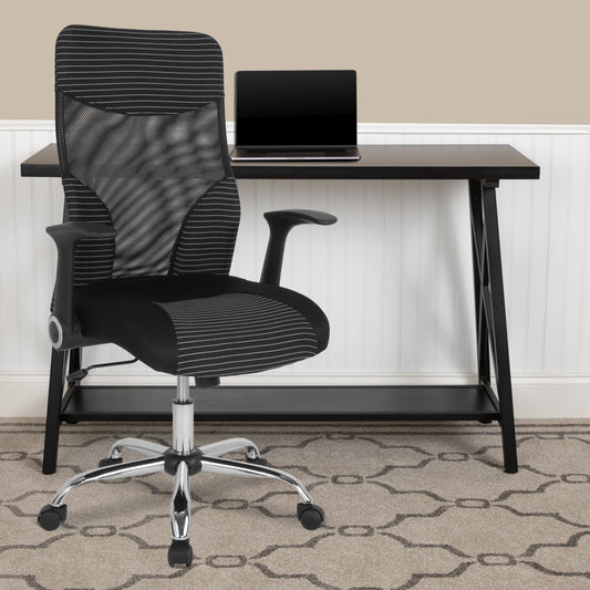 Milford High Back Ergonomic Office Chair with Contemporary Mesh Design in Black and White Black and White LF-W-83A-GG