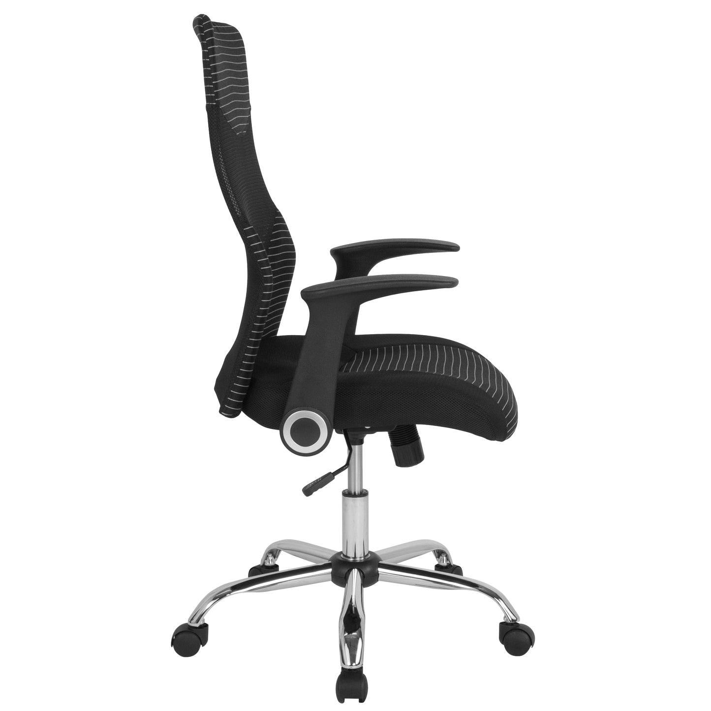 Milford High Back Ergonomic Office Chair with Contemporary Mesh Design in Black and White Black and White