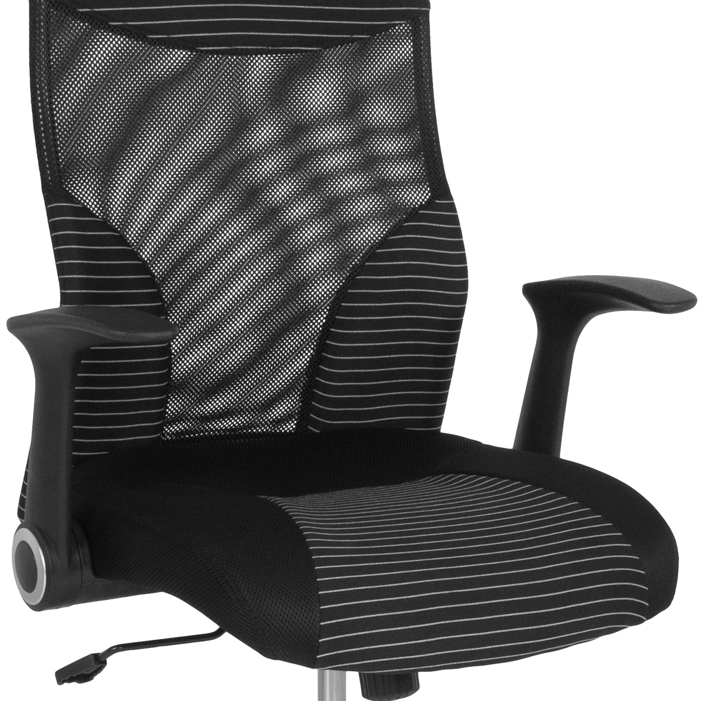 Milford High Back Ergonomic Office Chair with Contemporary Mesh Design in Black and White Black and White