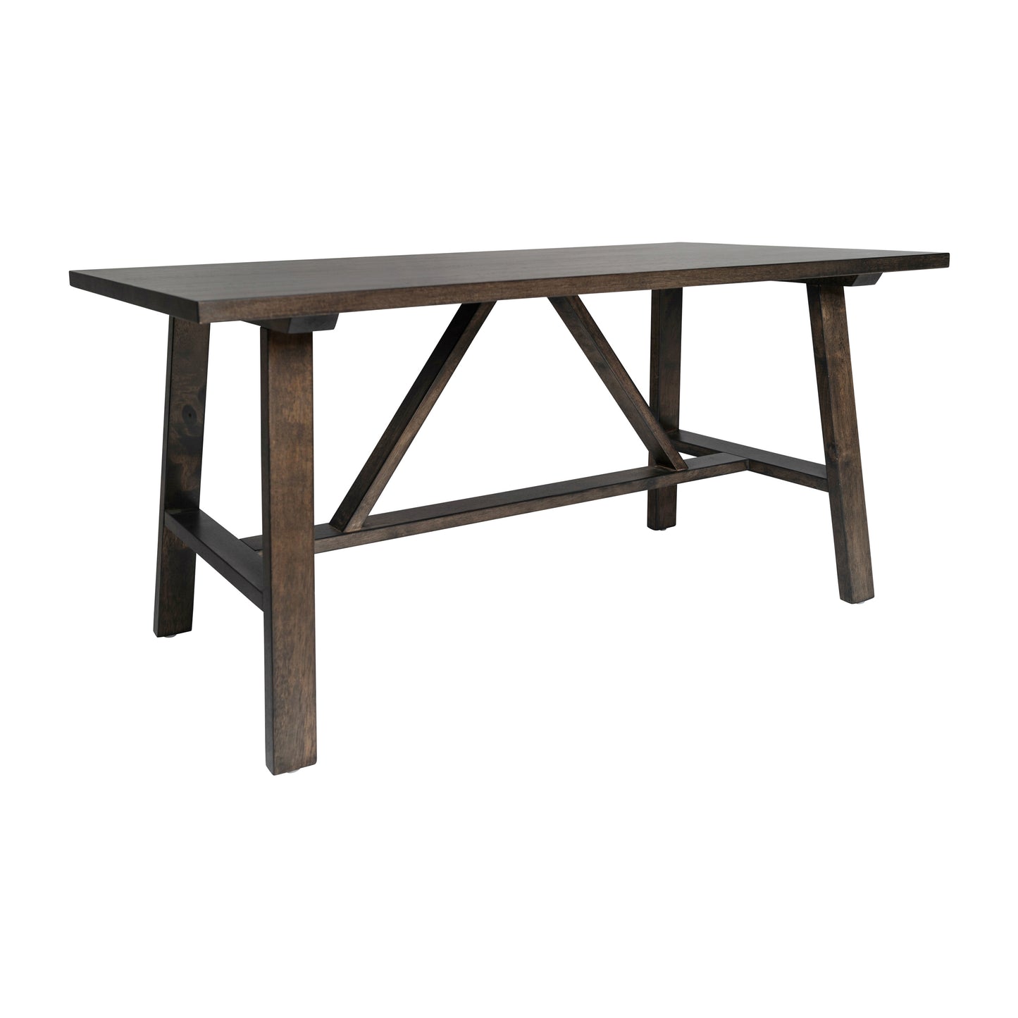 Eli Solid Wood Farmhouse Coffee Table, Trestle Style Accent Table in Dark Gray Dark Gray