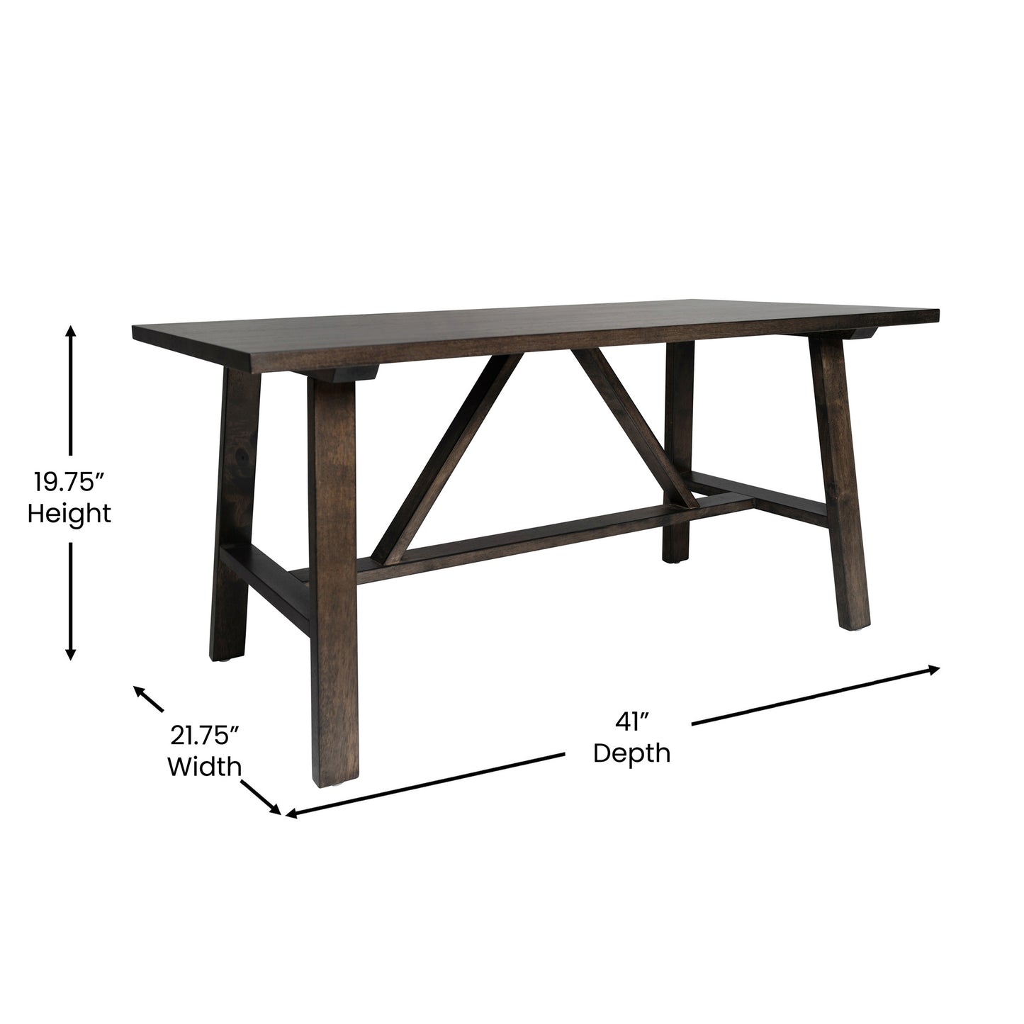 Eli Solid Wood Farmhouse Coffee Table, Trestle Style Accent Table in Dark Gray Dark Gray
