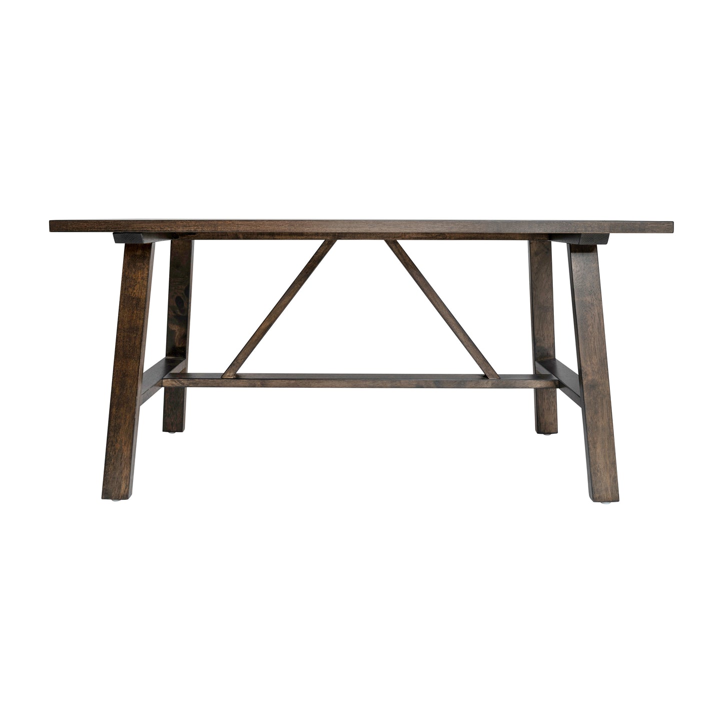 Eli Solid Wood Farmhouse Coffee Table, Trestle Style Accent Table in Dark Gray Dark Gray