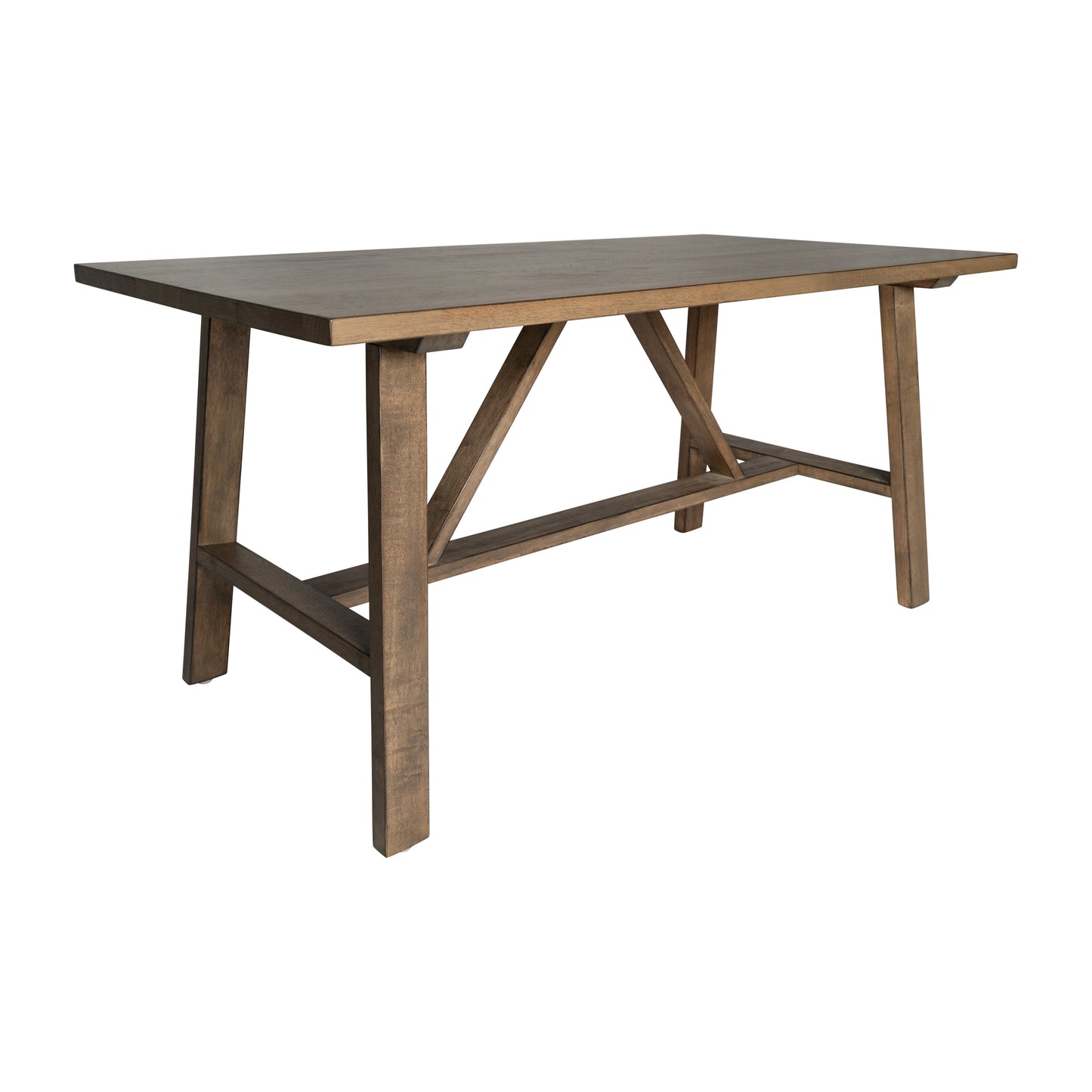 Eli Solid Wood Farmhouse Coffee Table, Trestle Style Accent Table in Rustic Brown Rustic Brown