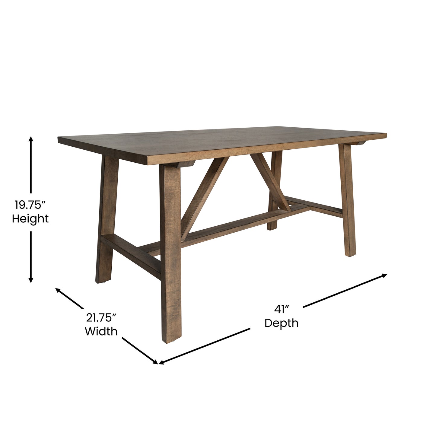 Eli Solid Wood Farmhouse Coffee Table, Trestle Style Accent Table in Rustic Brown Rustic Brown