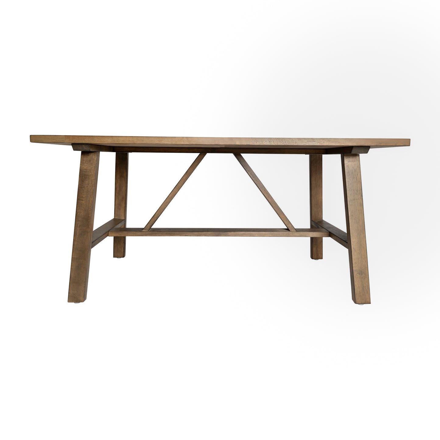 Eli Solid Wood Farmhouse Coffee Table, Trestle Style Accent Table in Rustic Brown Rustic Brown