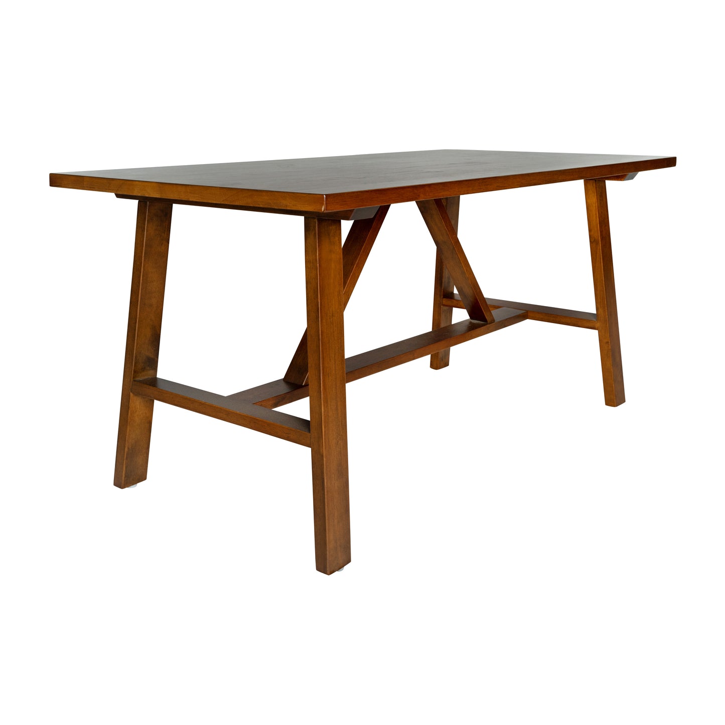 Eli Solid Wood Farmhouse Coffee Table, Trestle Style Accent Table in Walnut Walnut