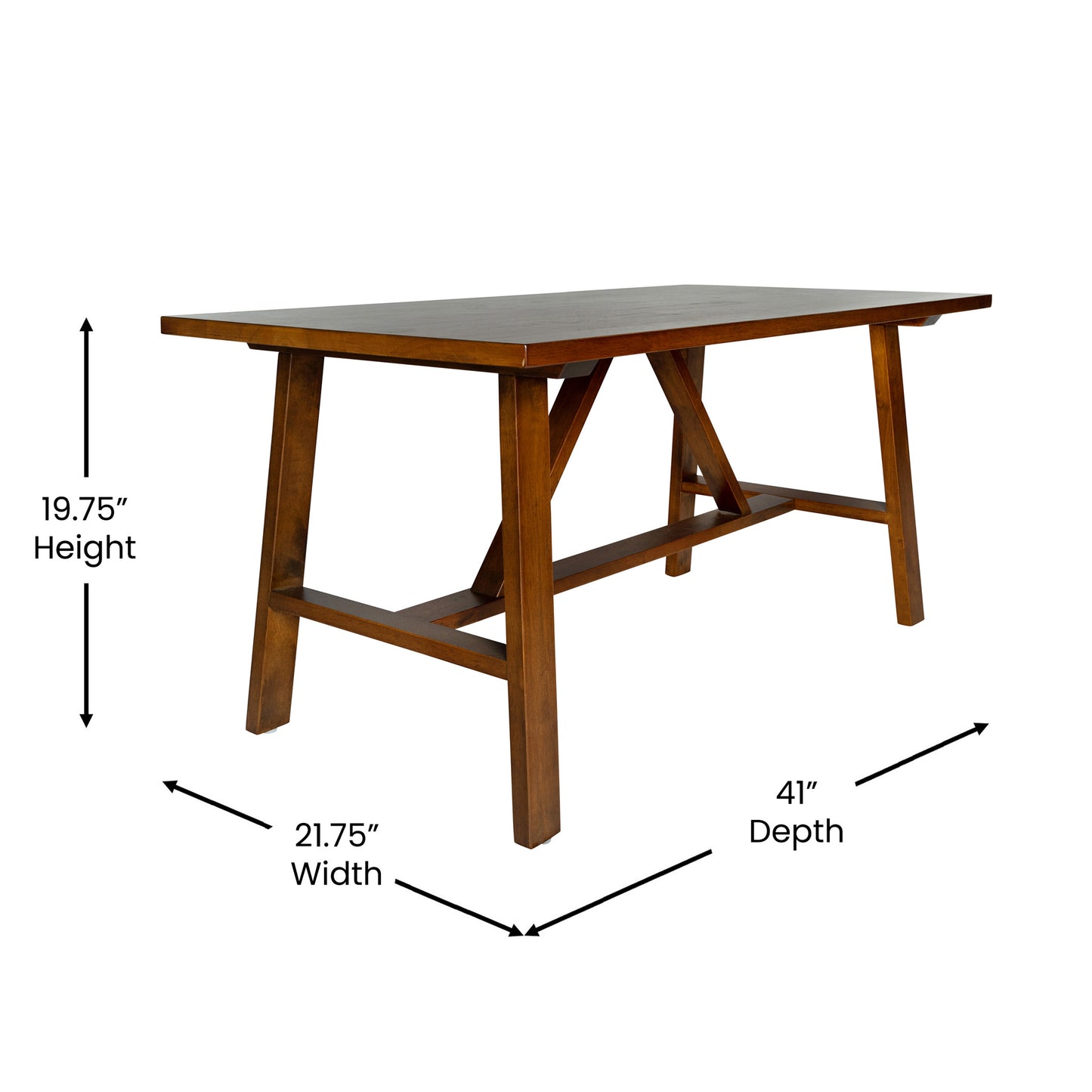 Eli Solid Wood Farmhouse Coffee Table, Trestle Style Accent Table in Walnut Walnut