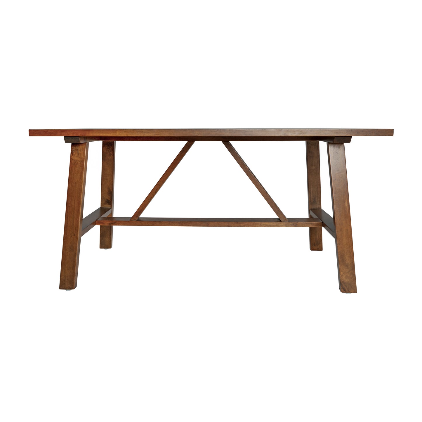 Eli Solid Wood Farmhouse Coffee Table, Trestle Style Accent Table in Walnut Walnut