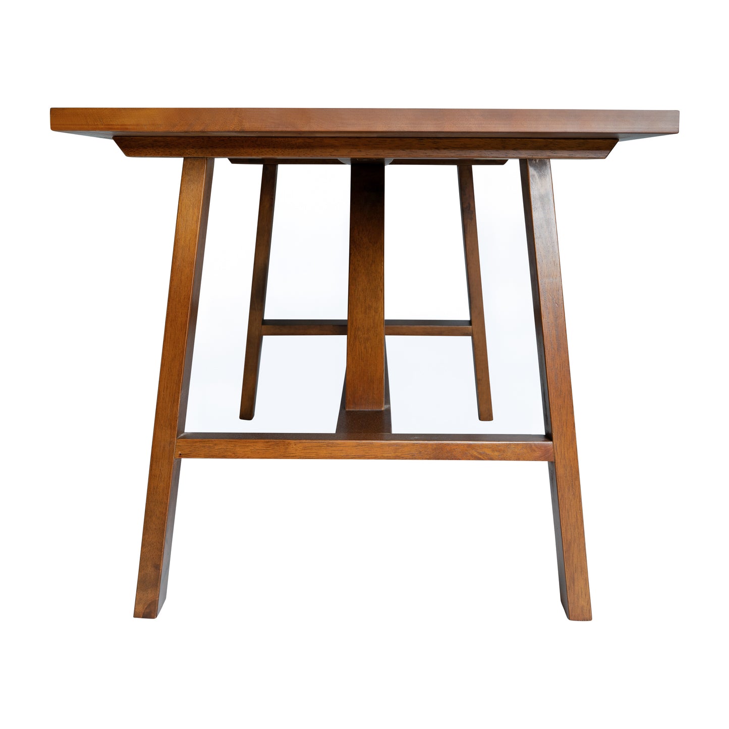 Eli Solid Wood Farmhouse Coffee Table, Trestle Style Accent Table in Walnut Walnut
