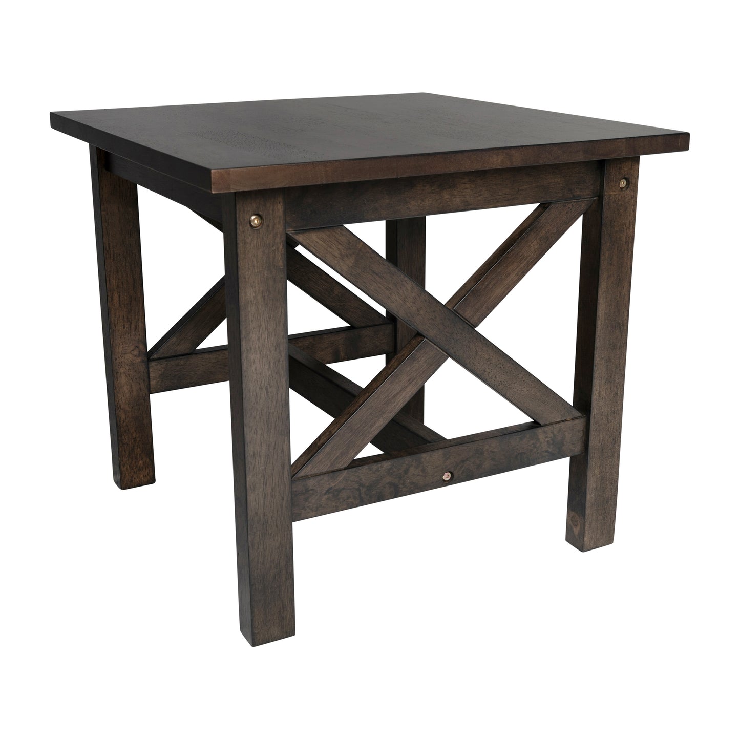 Jasper Farmhouse Style Solid Wood End Table with Traditional X-Frame Design in Dark Gray Dark Gray