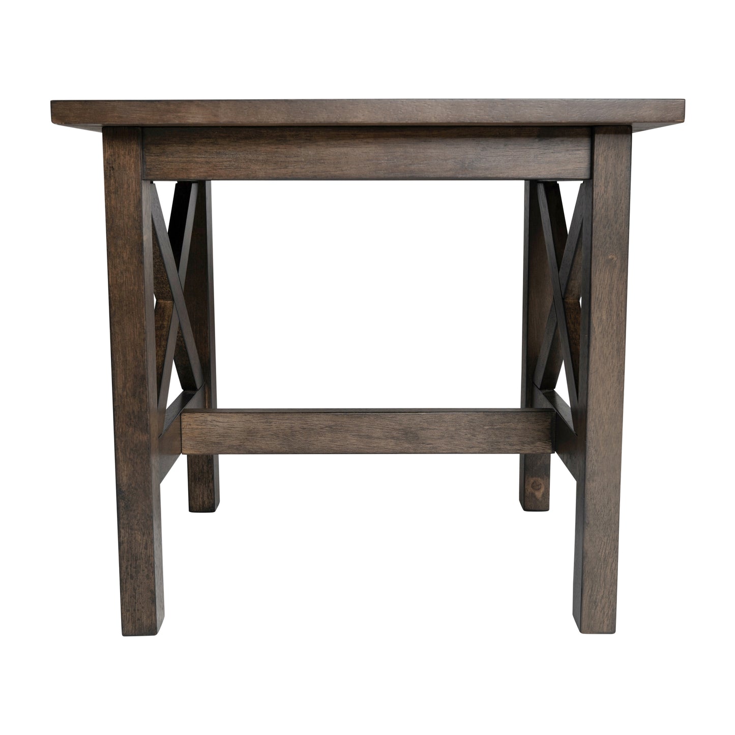 Jasper Farmhouse Style Solid Wood End Table with Traditional X-Frame Design in Dark Gray Dark Gray
