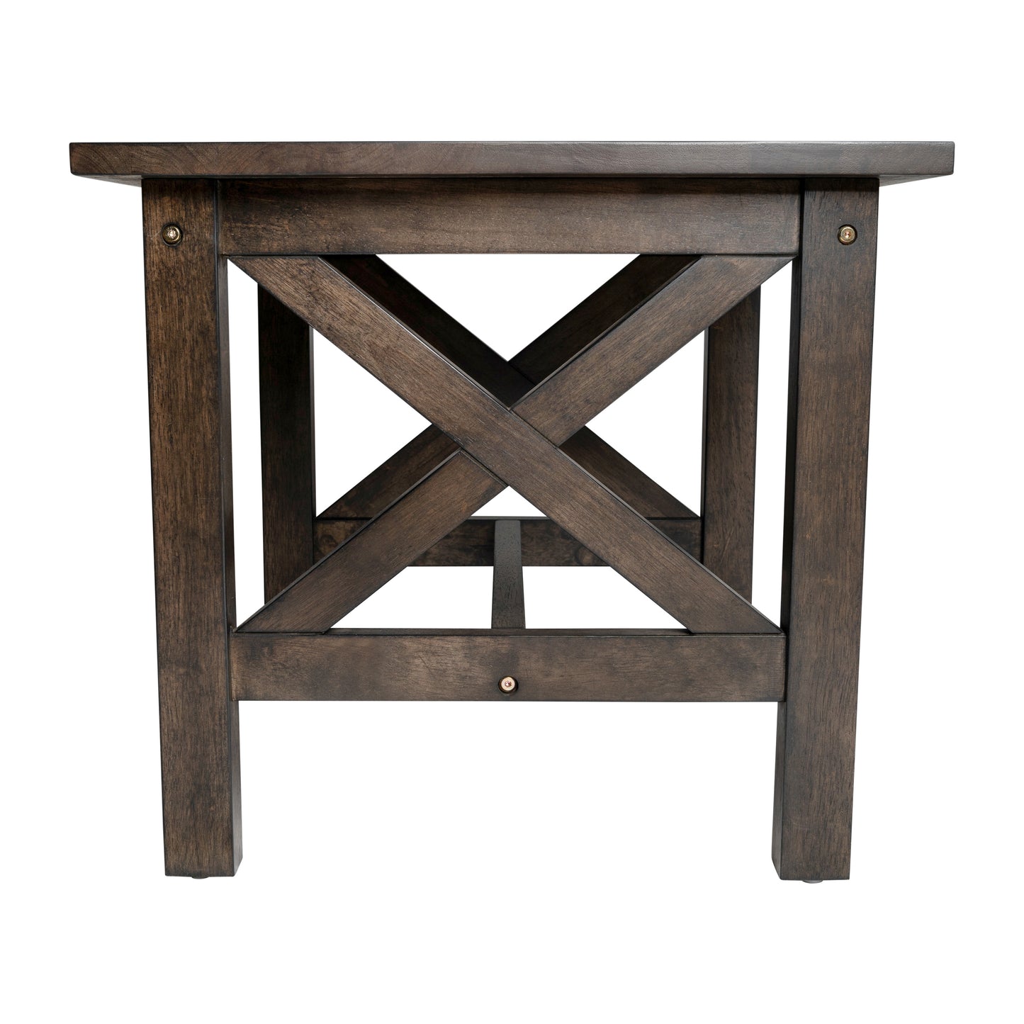 Jasper Farmhouse Style Solid Wood End Table with Traditional X-Frame Design in Dark Gray Dark Gray