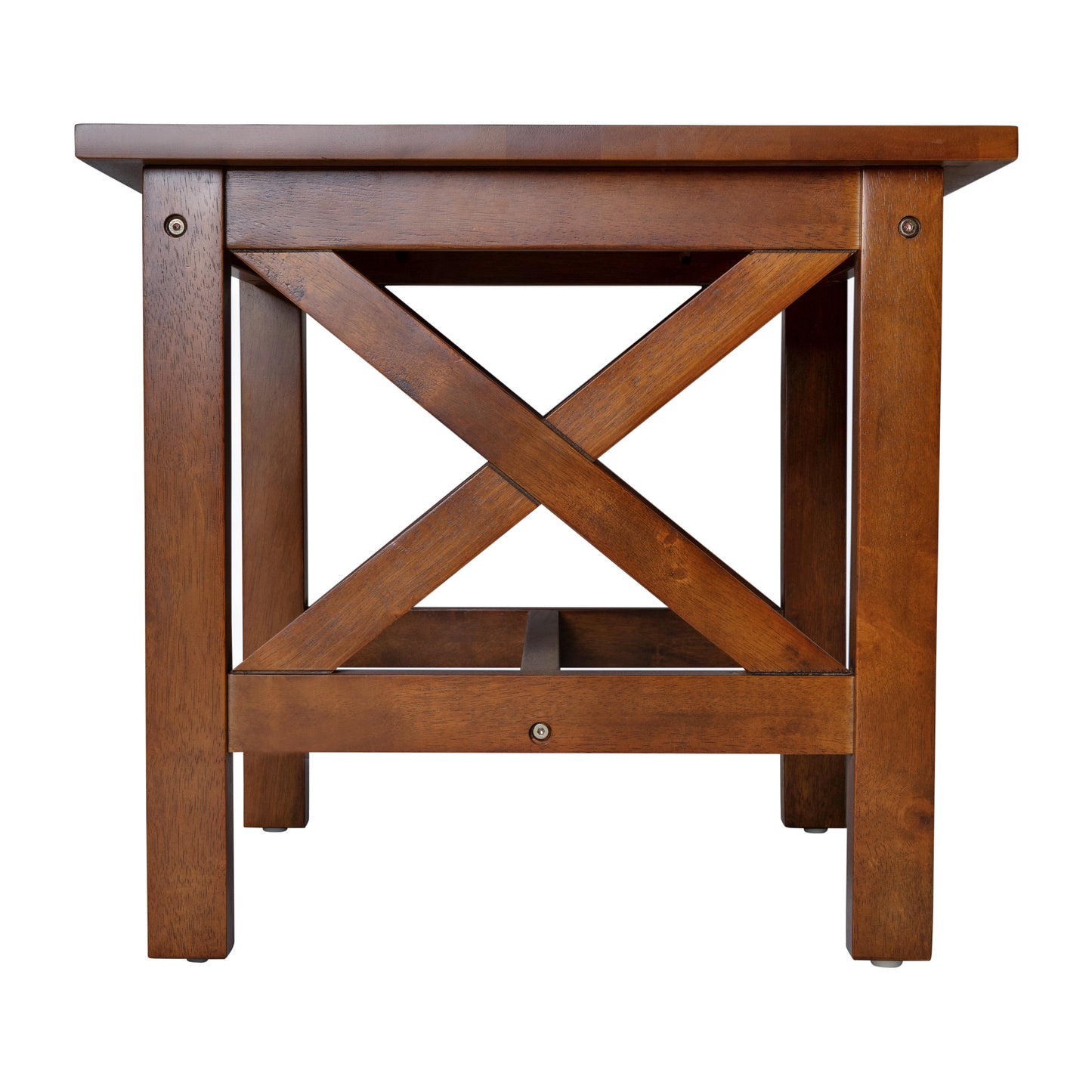 Jasper Farmhouse Style Solid Wood End Table with Traditional X-Frame Design in Walnut Walnut
