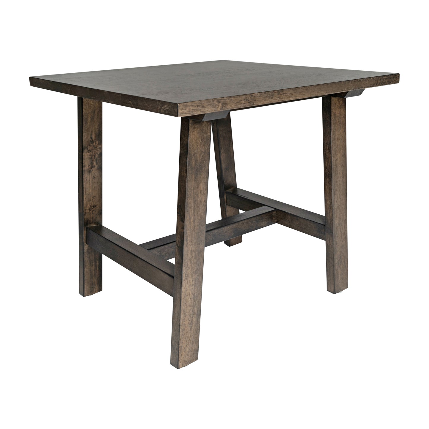 Eli Solid Wood Farmhouse End Table, Trestle Style Accent Table in Dark Gray Dark Gray