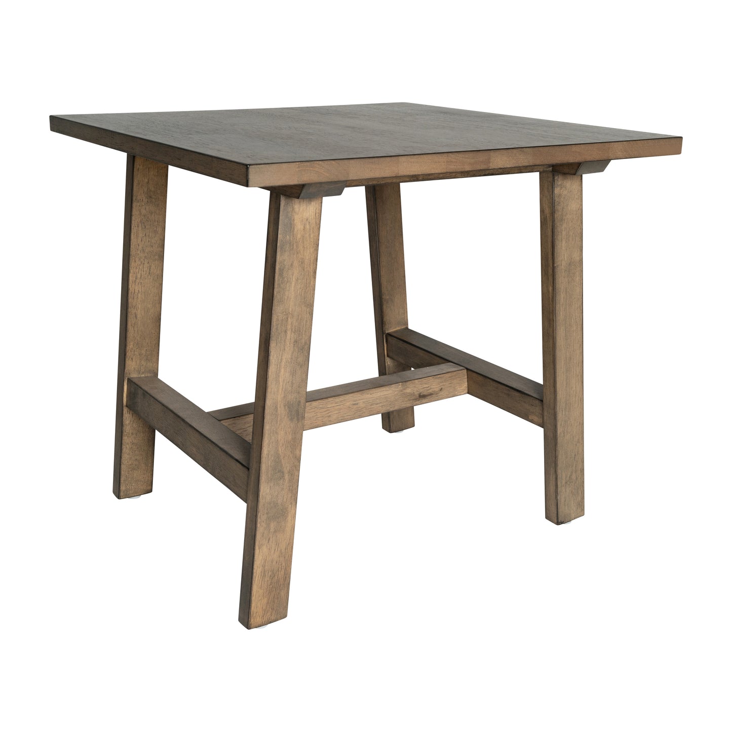 Eli Solid Wood Farmhouse End Table, Trestle Style Accent Table in Rustic Brown Rustic Brown