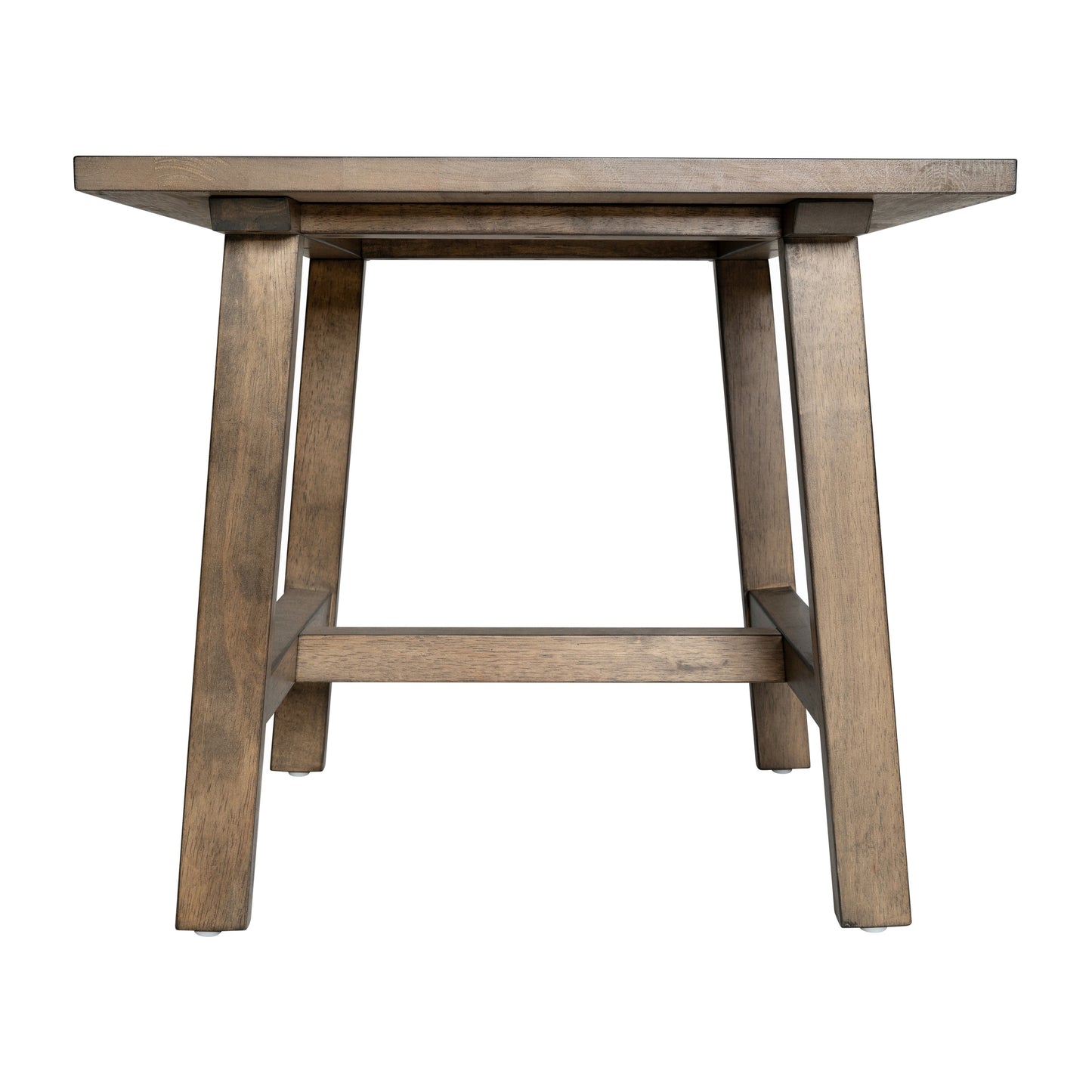 Eli Solid Wood Farmhouse End Table, Trestle Style Accent Table in Rustic Brown Rustic Brown