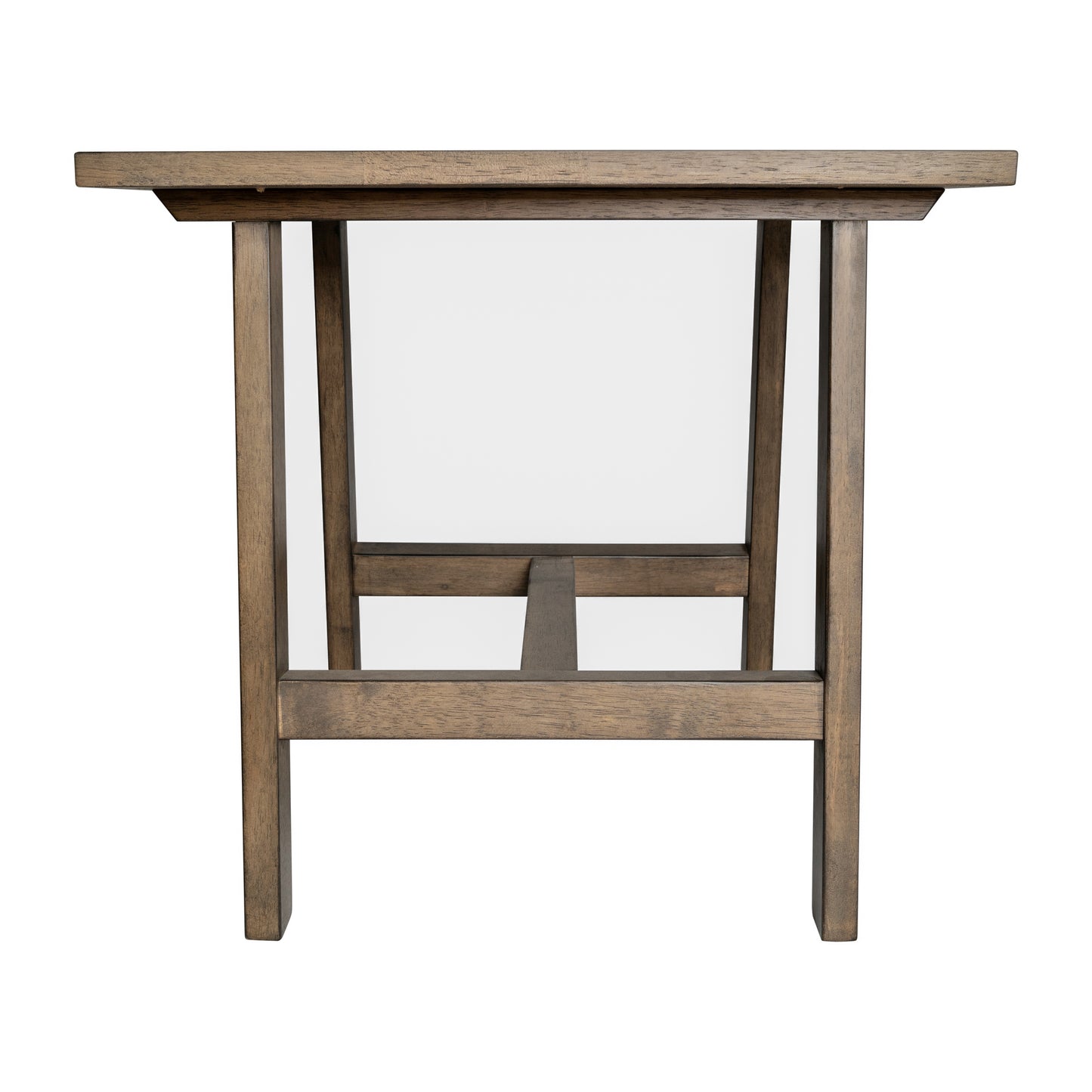 Eli Solid Wood Farmhouse End Table, Trestle Style Accent Table in Rustic Brown Rustic Brown