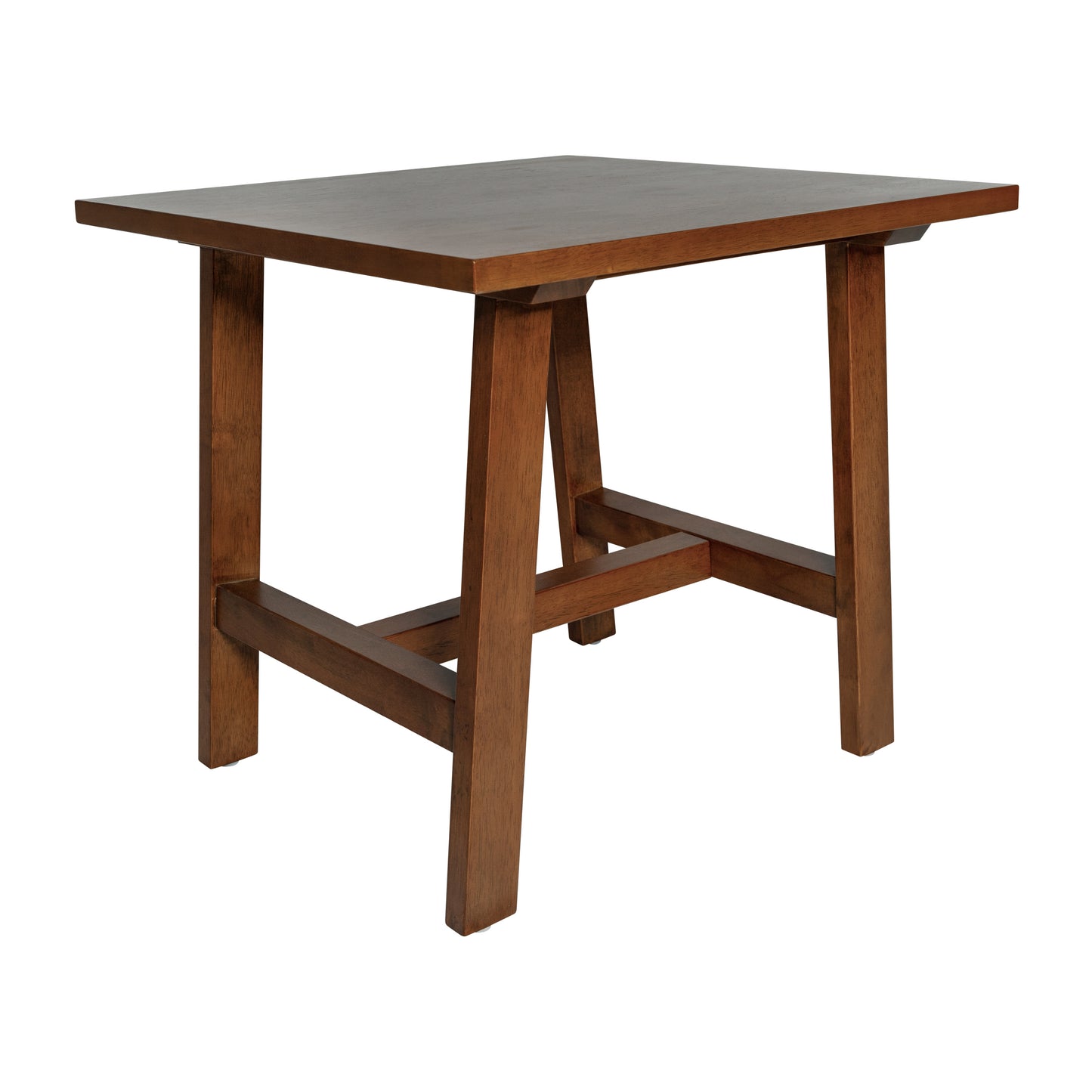 Eli Solid Wood Farmhouse End Table, Trestle Style Accent Table in Walnut Walnut