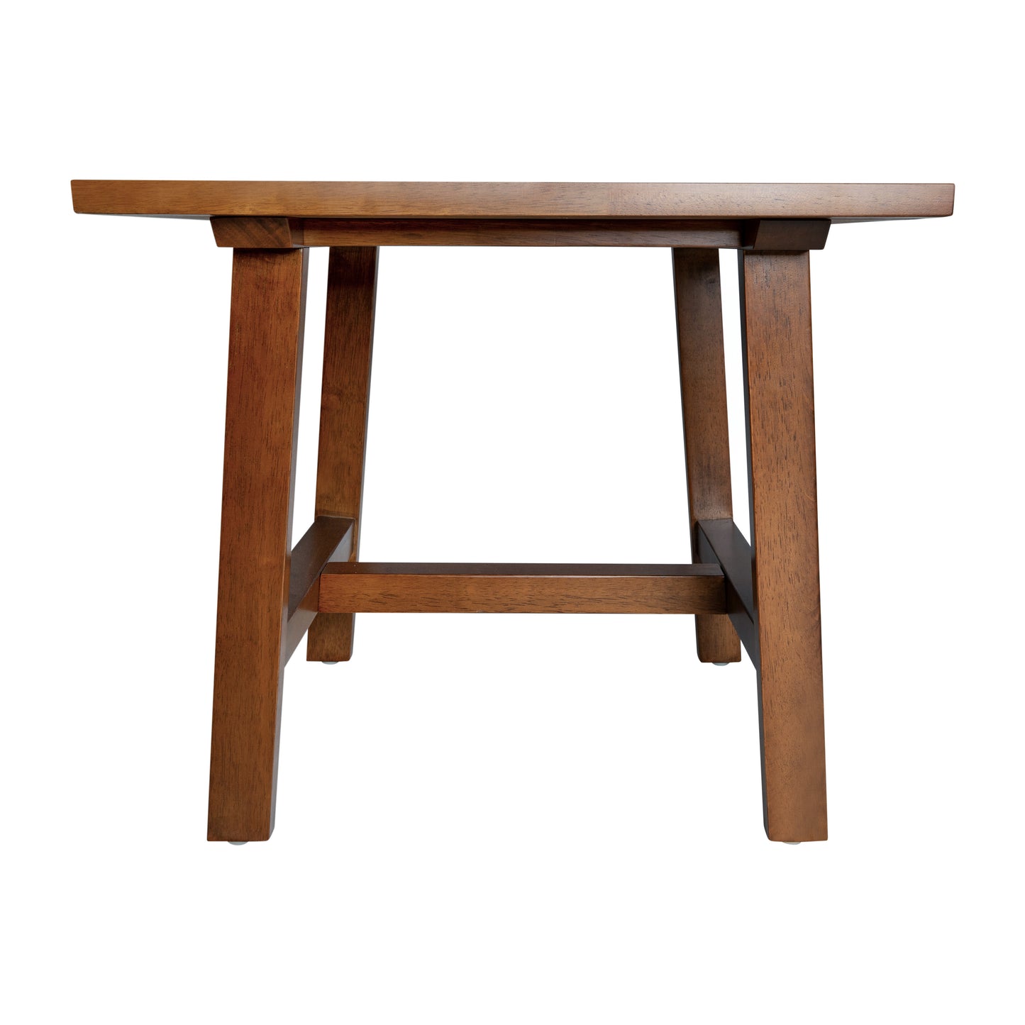 Eli Solid Wood Farmhouse End Table, Trestle Style Accent Table in Walnut Walnut