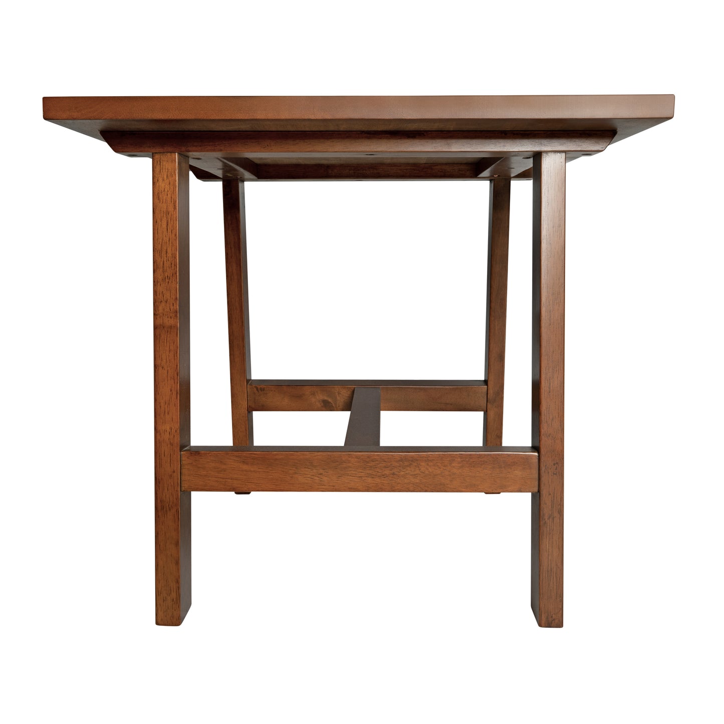Eli Solid Wood Farmhouse End Table, Trestle Style Accent Table in Walnut Walnut
