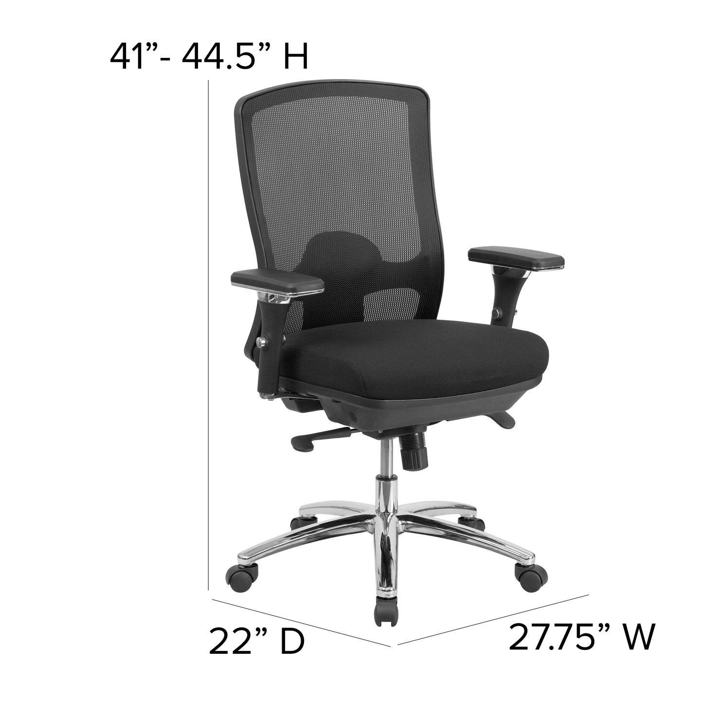 HERCULES Series 24/7 Intensive Use Big & Tall 350 lb. Rated Black Mesh Multifunction Swivel Ergonomic Office Chair Black