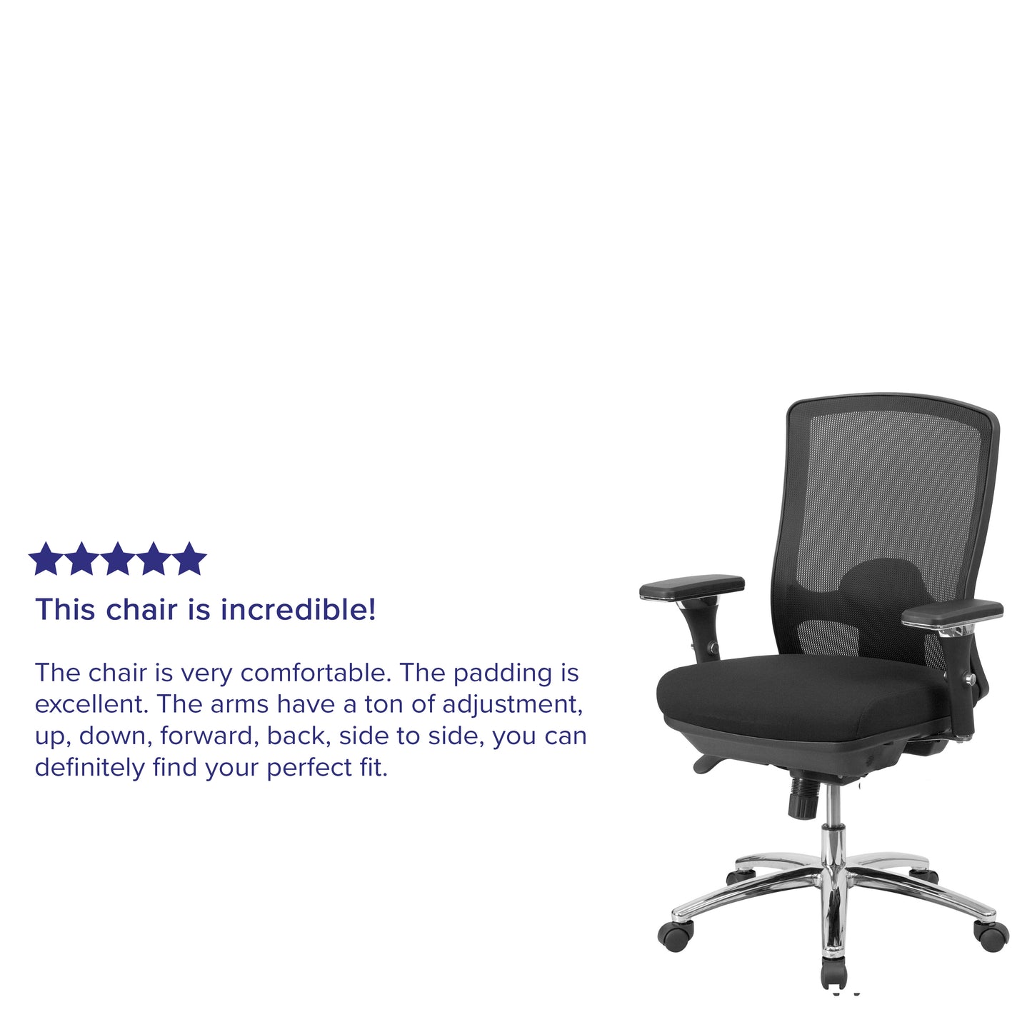 HERCULES Series 24/7 Intensive Use Big & Tall 350 lb. Rated Black Mesh Multifunction Swivel Ergonomic Office Chair Black