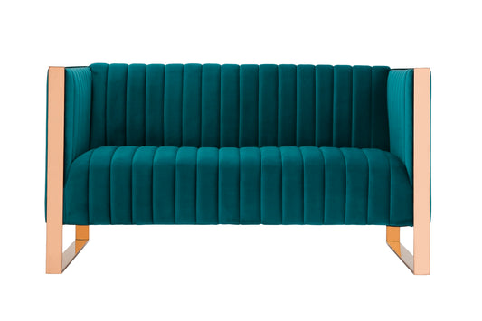 Trillium Mid-Century Modern 57" Velvet Loveseat in Teal LS016-TL