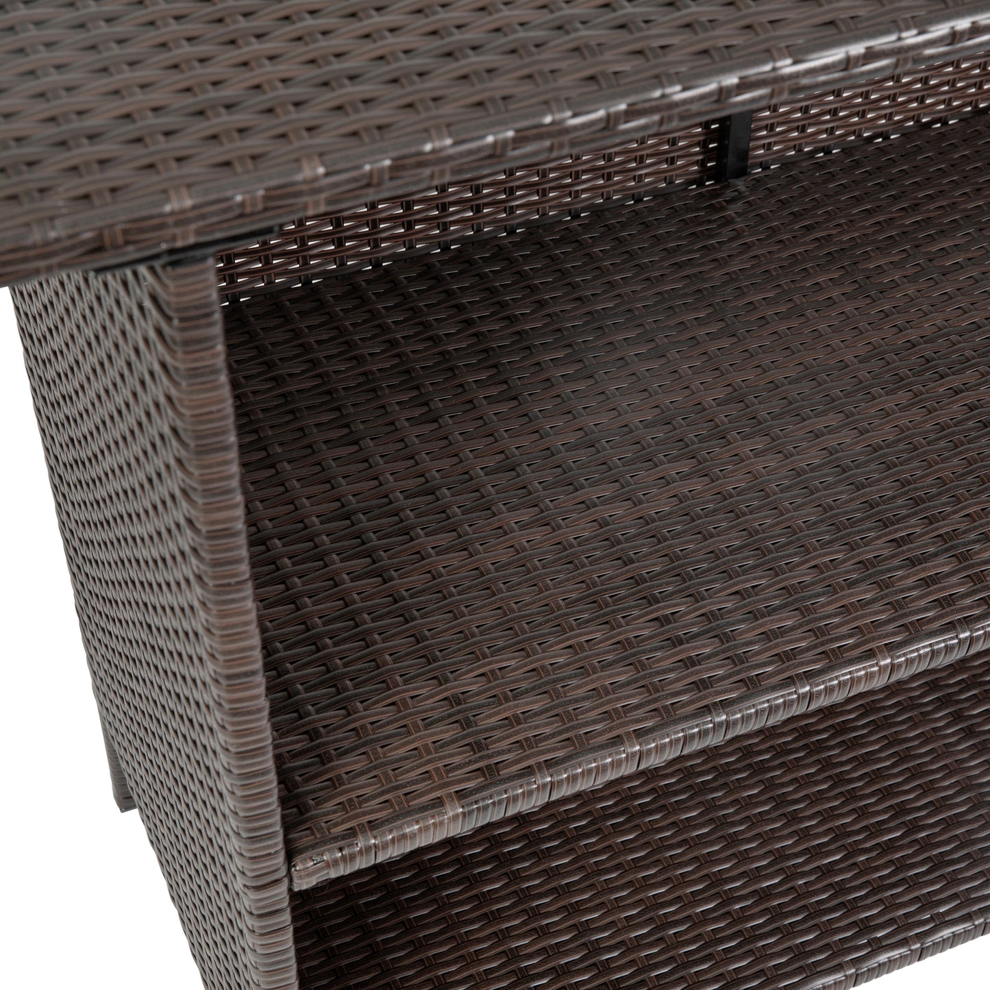 Marco Indoor/Outdoor Patio Wicker Rattan Bar Counter Table with 2 Shelves, Brown Brown