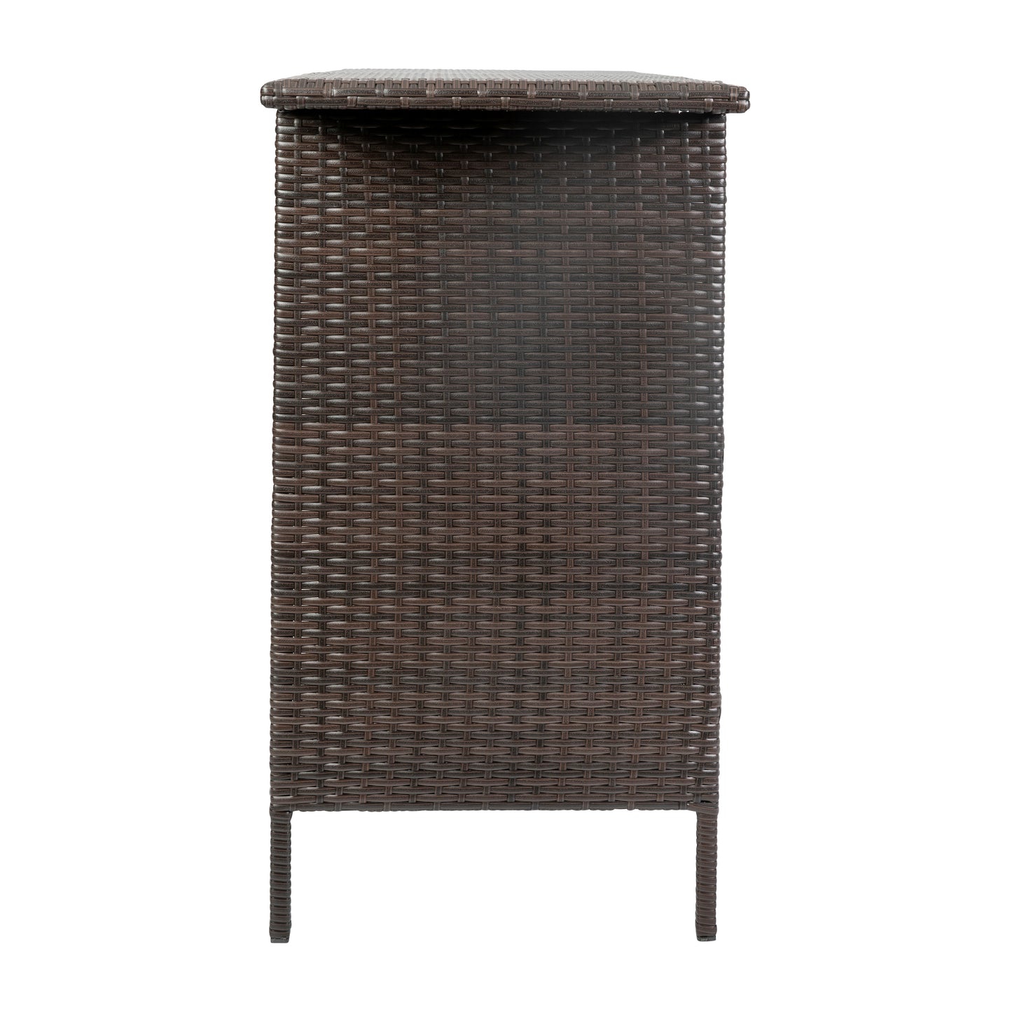 Marco Indoor/Outdoor Patio Wicker Rattan Bar Counter Table with 2 Shelves, Brown Brown