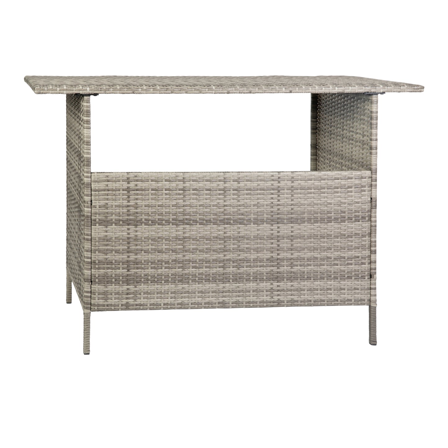 Marco Indoor/Outdoor Patio Wicker Rattan Bar Counter Table with 2 Shelves, Gray Gray