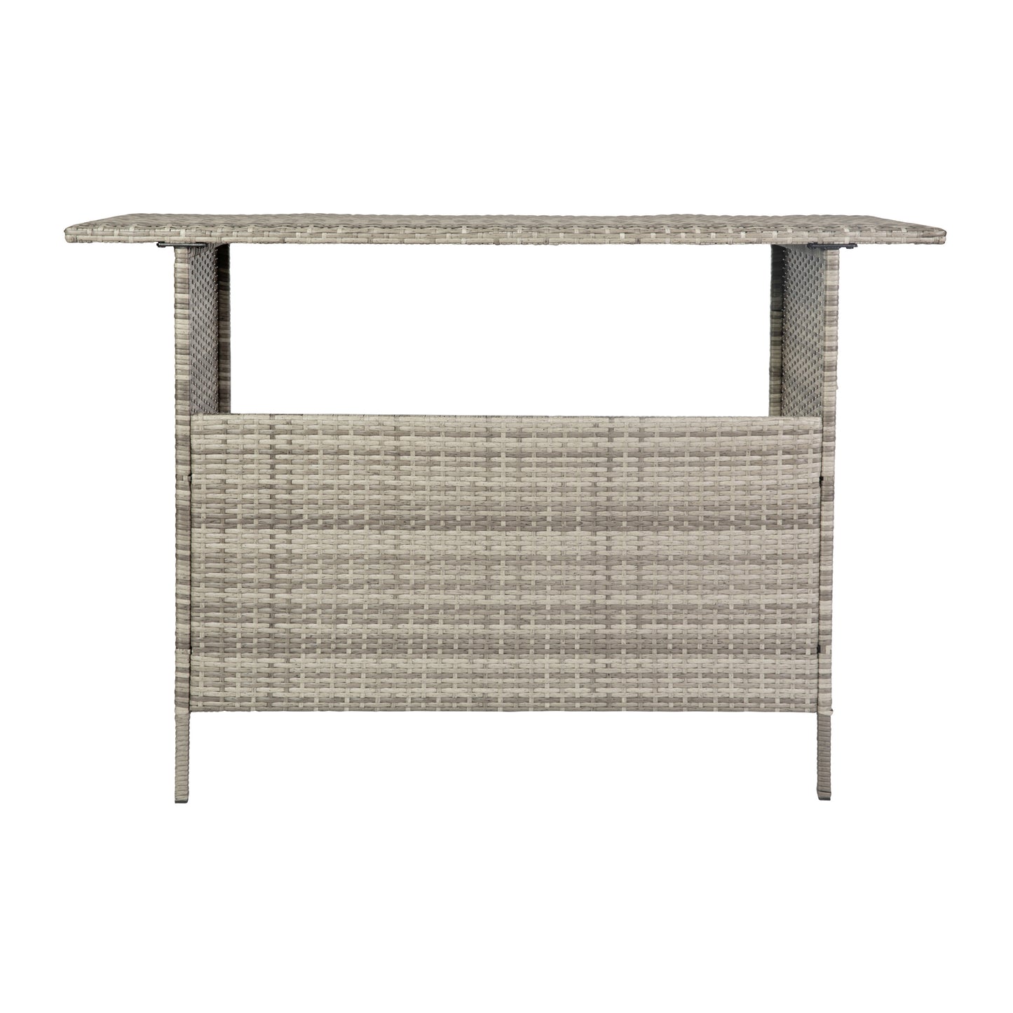 Marco Indoor/Outdoor Patio Wicker Rattan Bar Counter Table with 2 Shelves, Gray Gray
