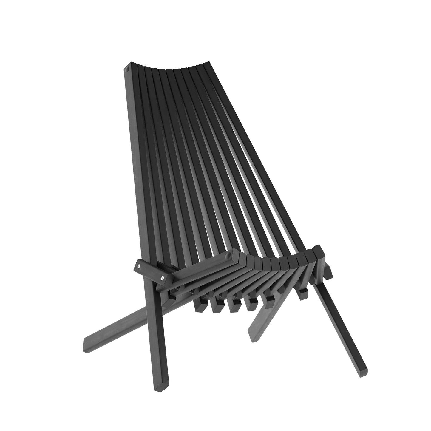 Delia Commercial Grade Indoor/Outdoor Folding Acacia Wood Chair, Low Profile Lounge for Patio, Porch, Garden, Black Black