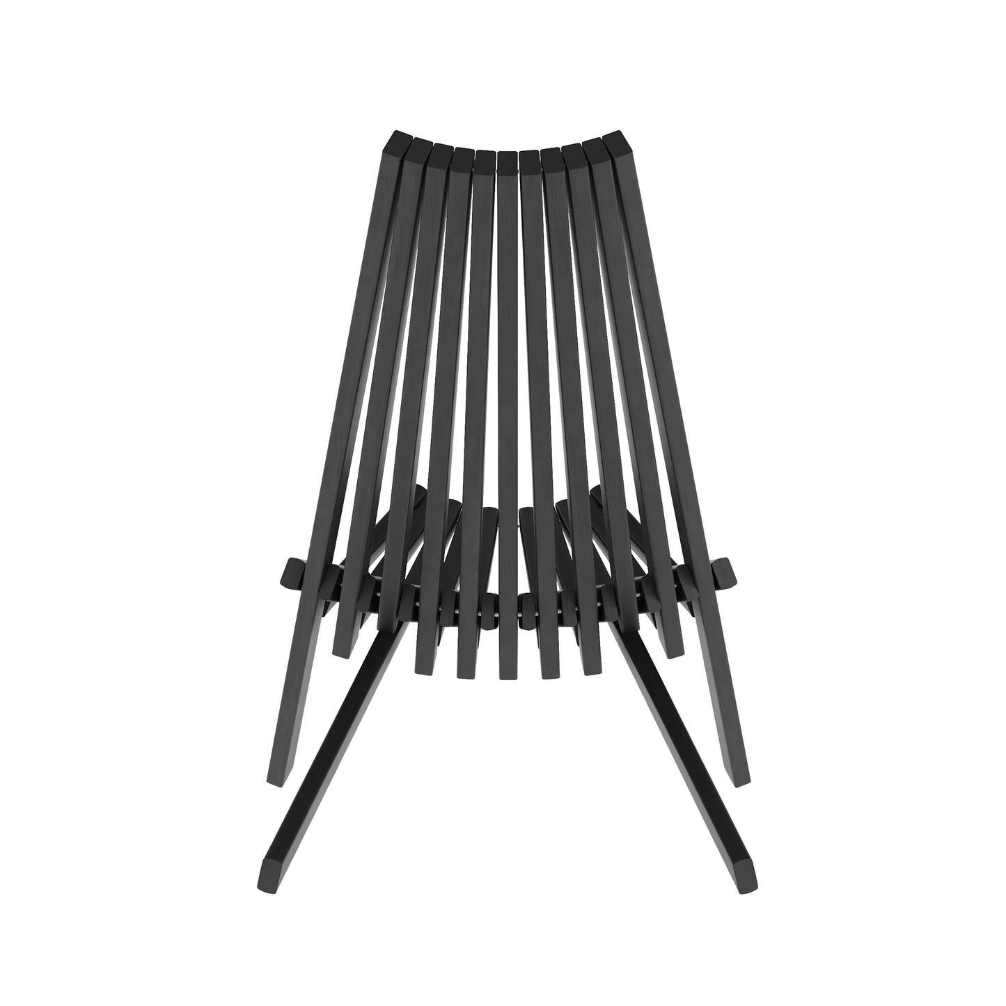 Delia Commercial Grade Indoor/Outdoor Folding Acacia Wood Chair, Low Profile Lounge for Patio, Porch, Garden, Black Black