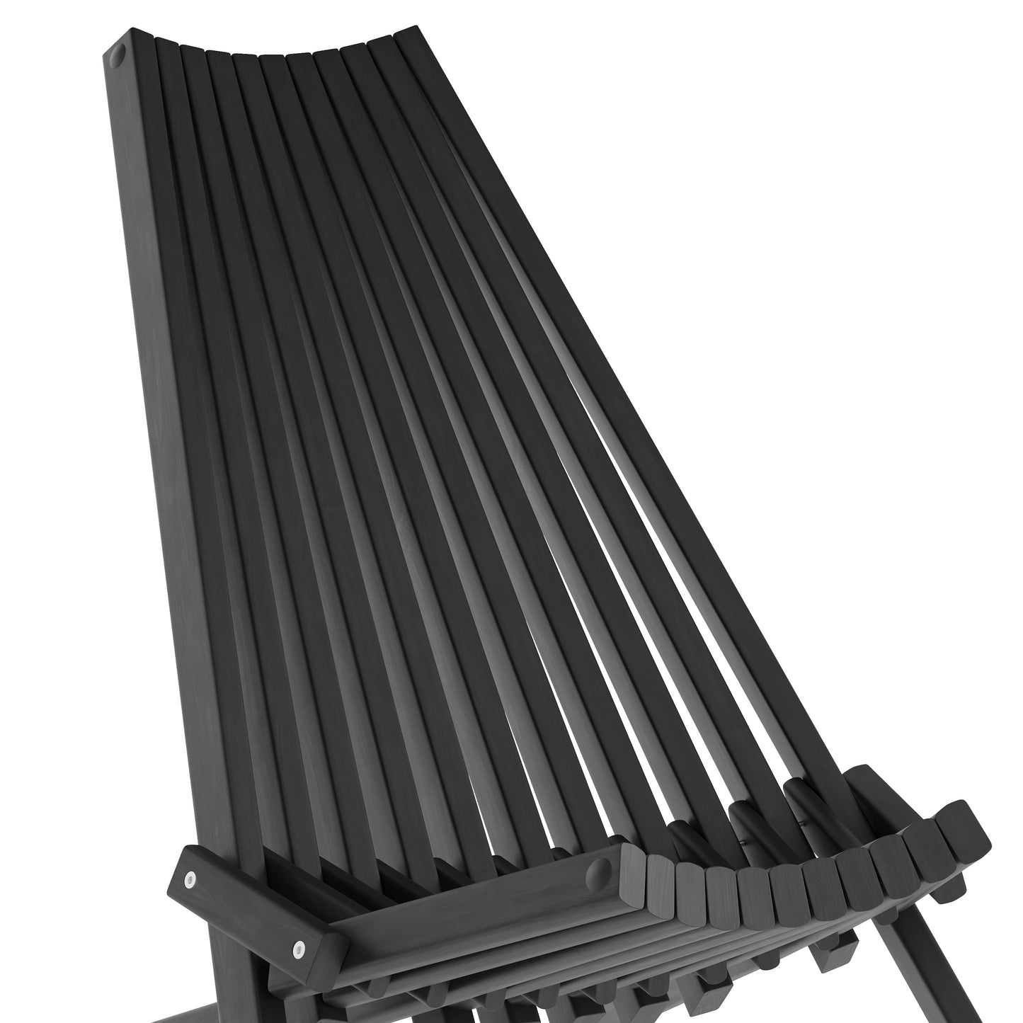Delia Commercial Grade Indoor/Outdoor Folding Acacia Wood Chair, Low Profile Lounge for Patio, Porch, Garden, Black Black