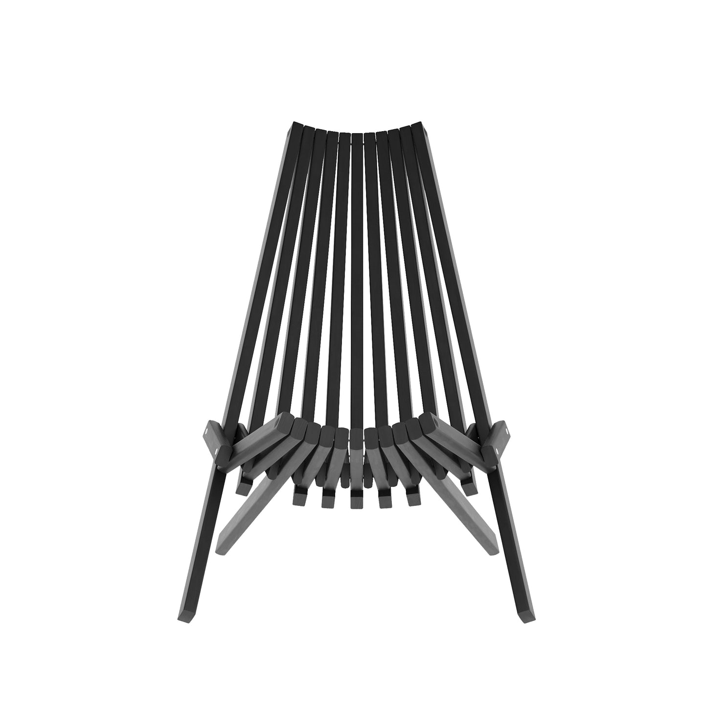 Delia Commercial Grade Indoor/Outdoor Folding Acacia Wood Chair, Low Profile Lounge for Patio, Porch, Garden, Black Black