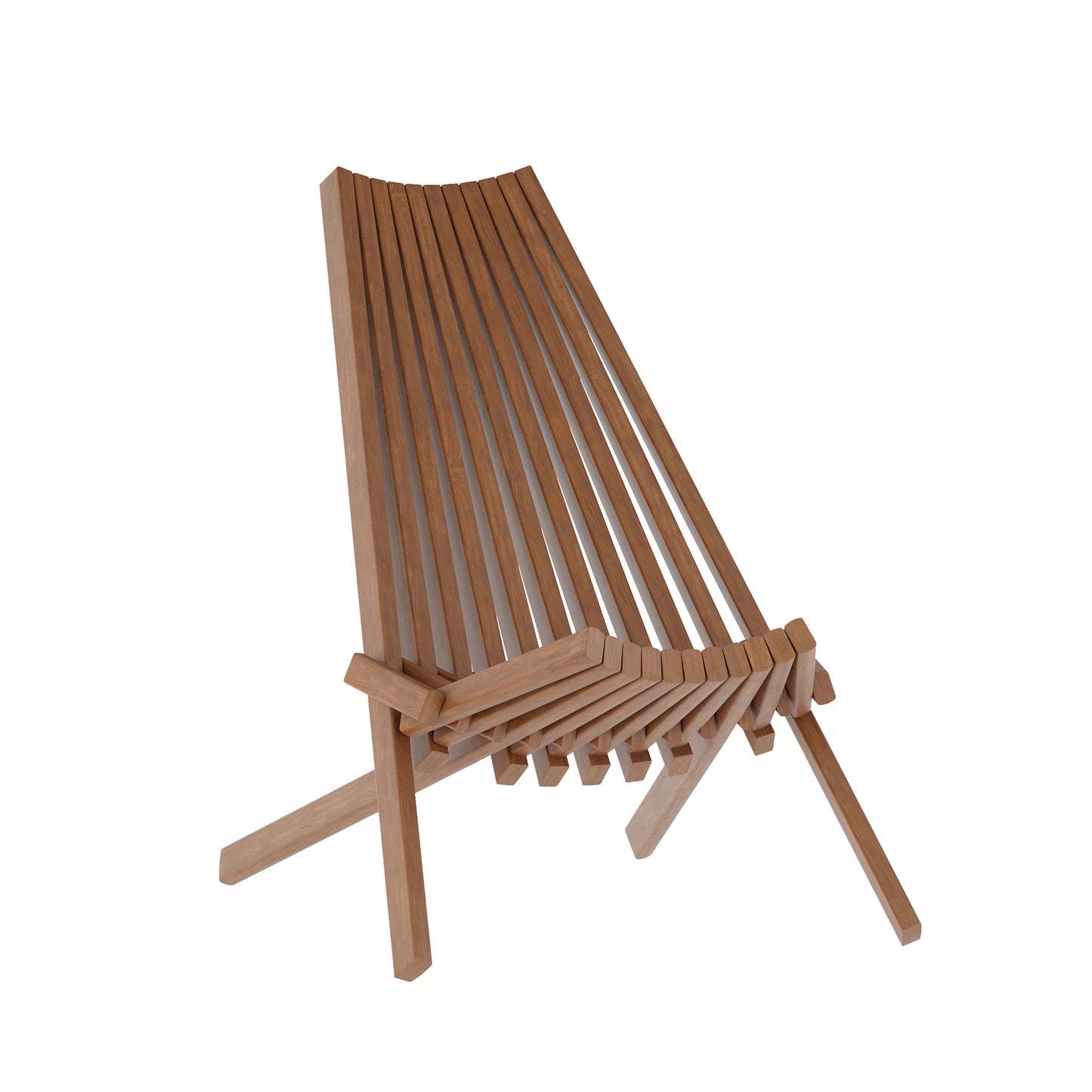 Delia Commercial Grade Indoor/Outdoor Folding Acacia Wood Chair, Low Profile Lounge for Patio, Porch, Garden, Brown Brown