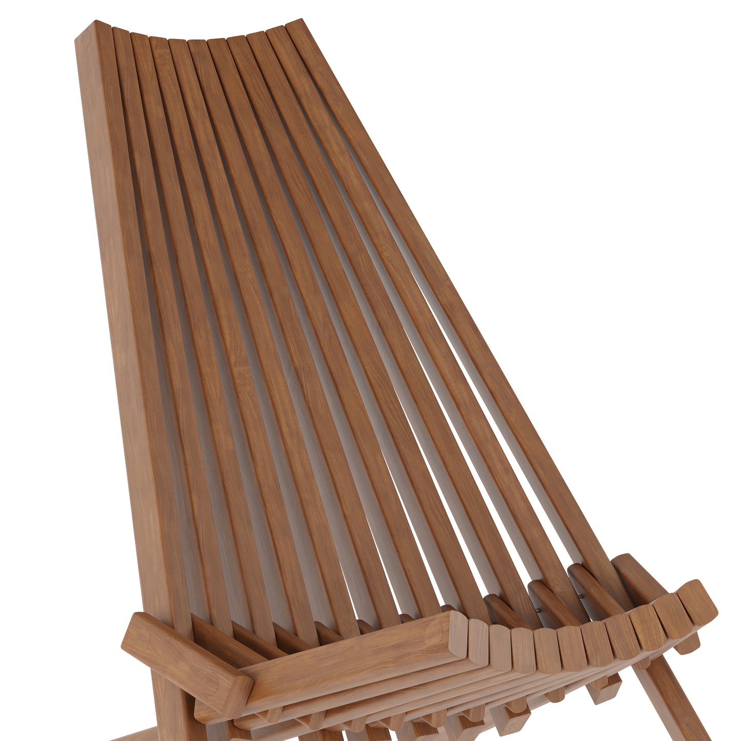 Delia Commercial Grade Indoor/Outdoor Folding Acacia Wood Chair, Low Profile Lounge for Patio, Porch, Garden, Brown Brown