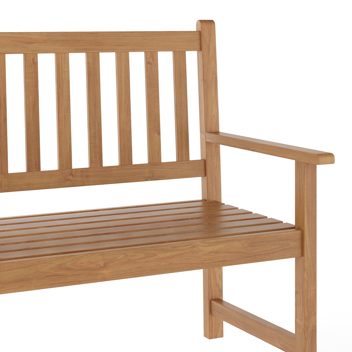 Adele Commercial Grade Indoor/Outdoor Patio Acacia Wood Bench, 2-Person Slatted Seat Loveseat for Park, Garden, Yard, Porch, Brown Brown