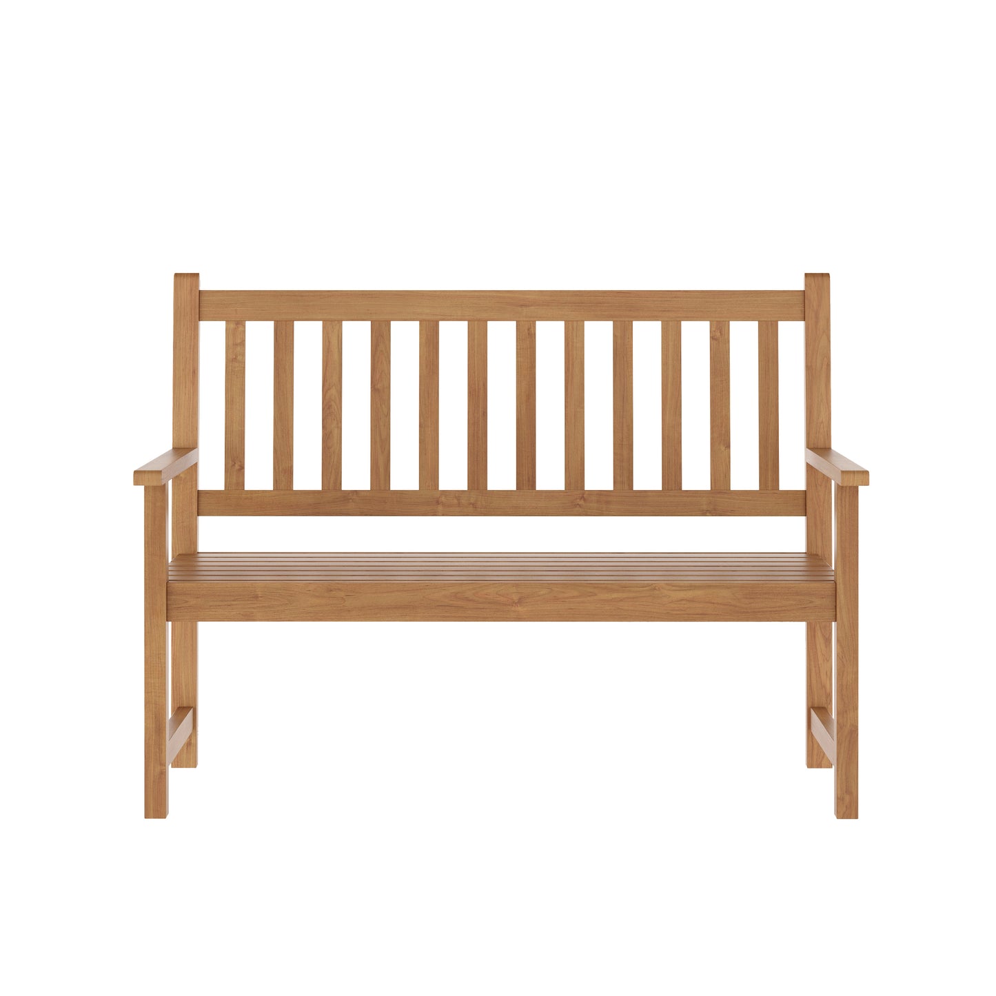 Adele Commercial Grade Indoor/Outdoor Patio Acacia Wood Bench, 2-Person Slatted Seat Loveseat for Park, Garden, Yard, Porch, Brown Brown