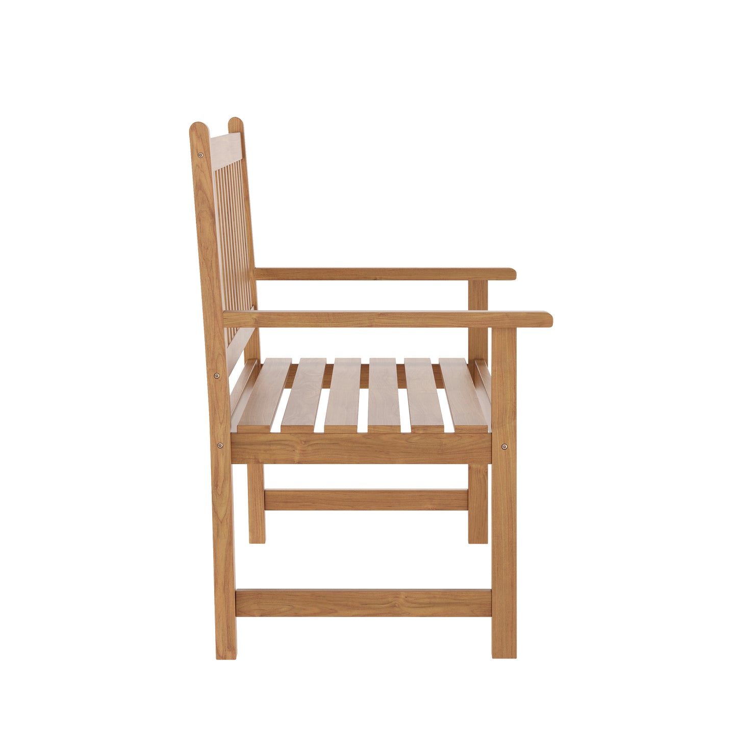 Adele Commercial Grade Indoor/Outdoor Patio Acacia Wood Bench, 2-Person Slatted Seat Loveseat for Park, Garden, Yard, Porch, Brown Brown