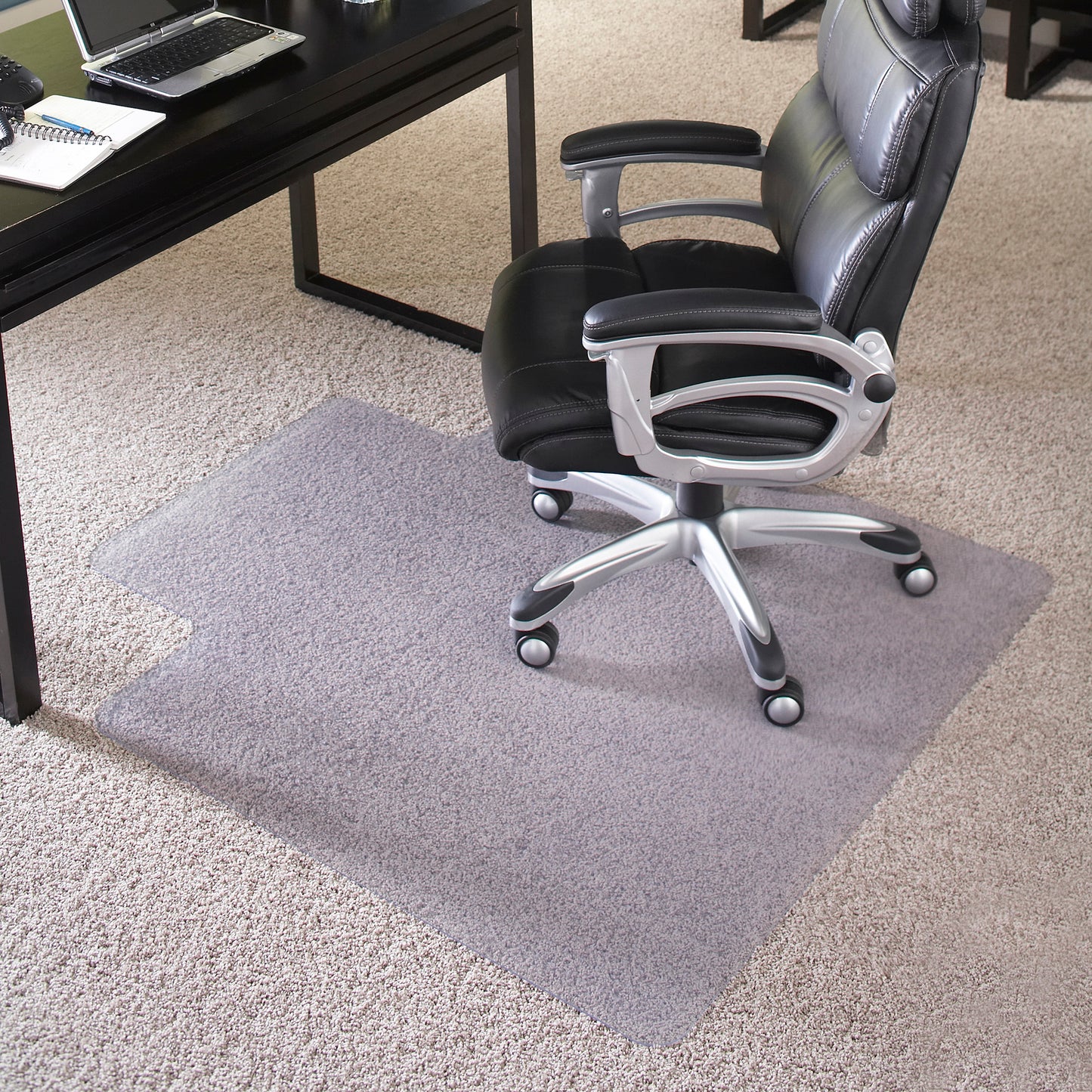 Jackson 45'' x 53'' Big & Tall 400 lb. Capacity Carpet Chair Mat with Lip Clear